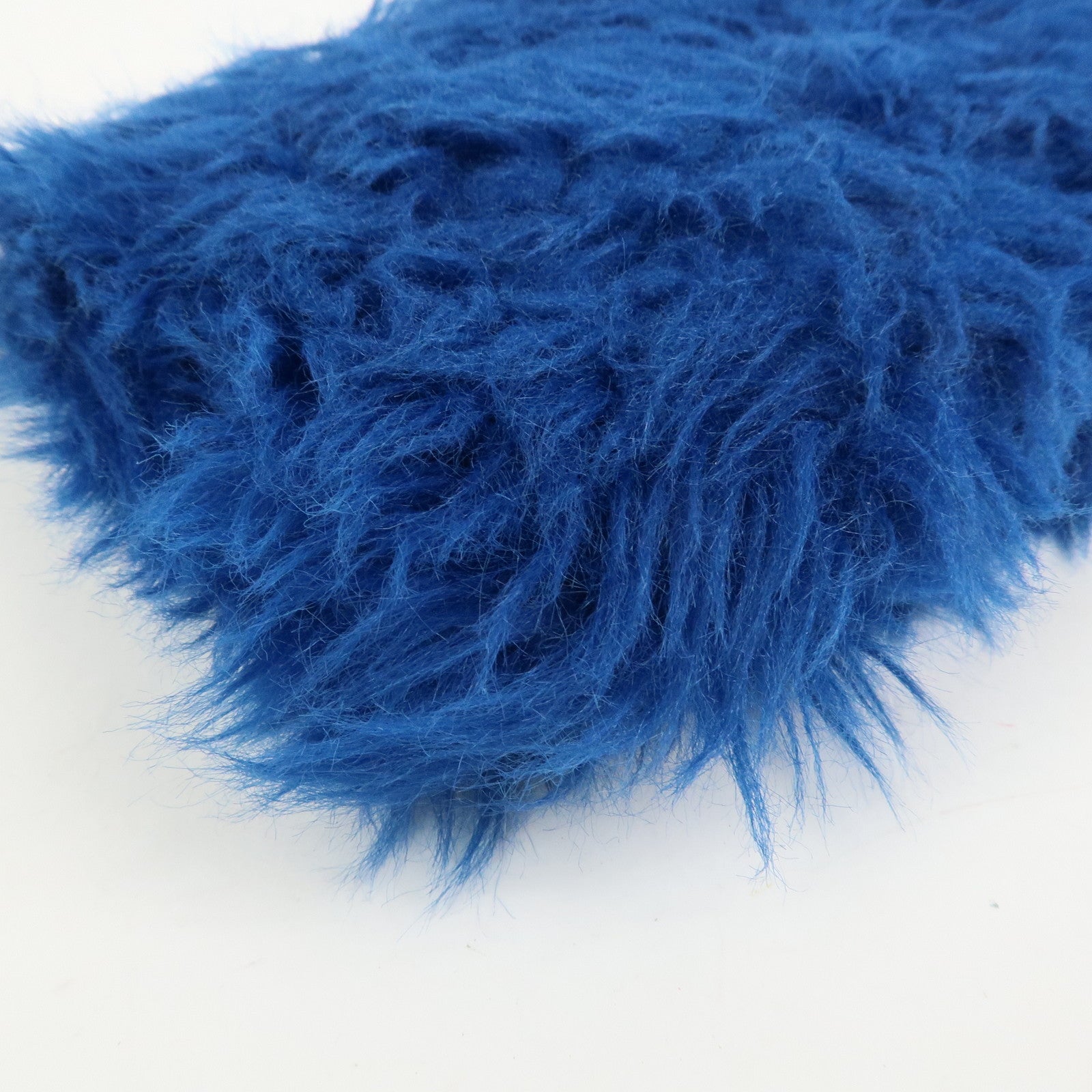 PRADA Triangle Logo Faux Fur Clutch Bag Flat Pouch Blue 1N1530
