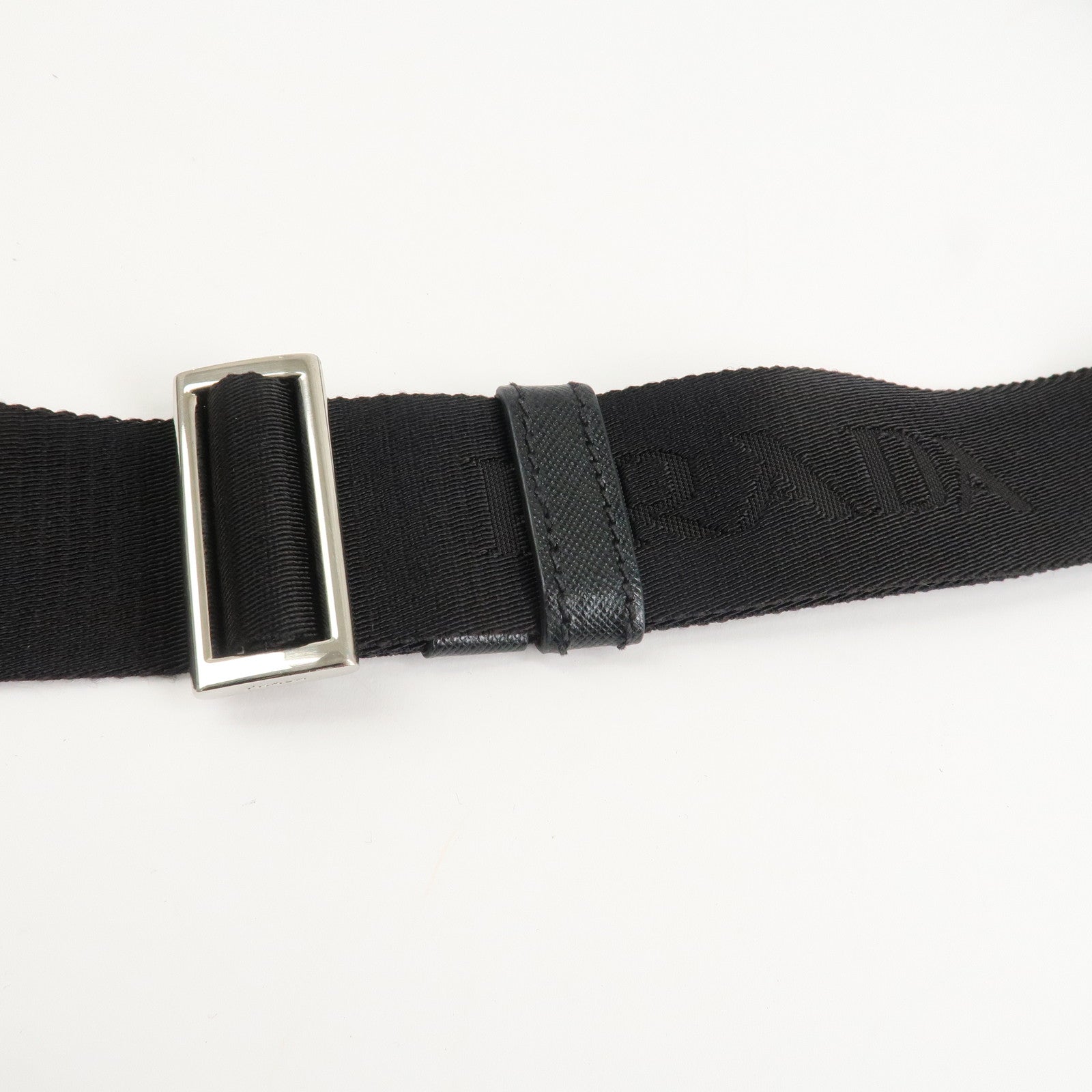 PRADA Triangle Logo Nylon Plaid Shoulder Bag Navy Multicolor VA053M Used