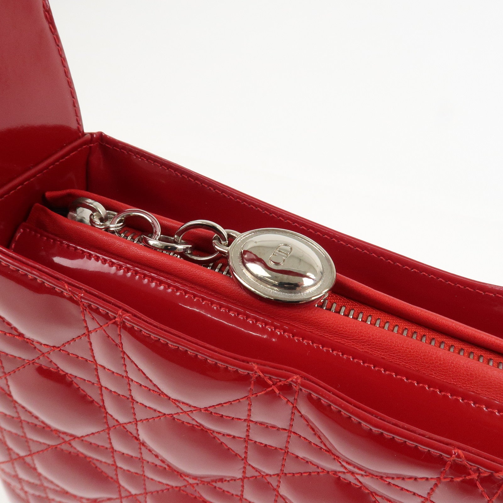 Christian Dior Cannage Patent Leather One Shoulder Bag Red