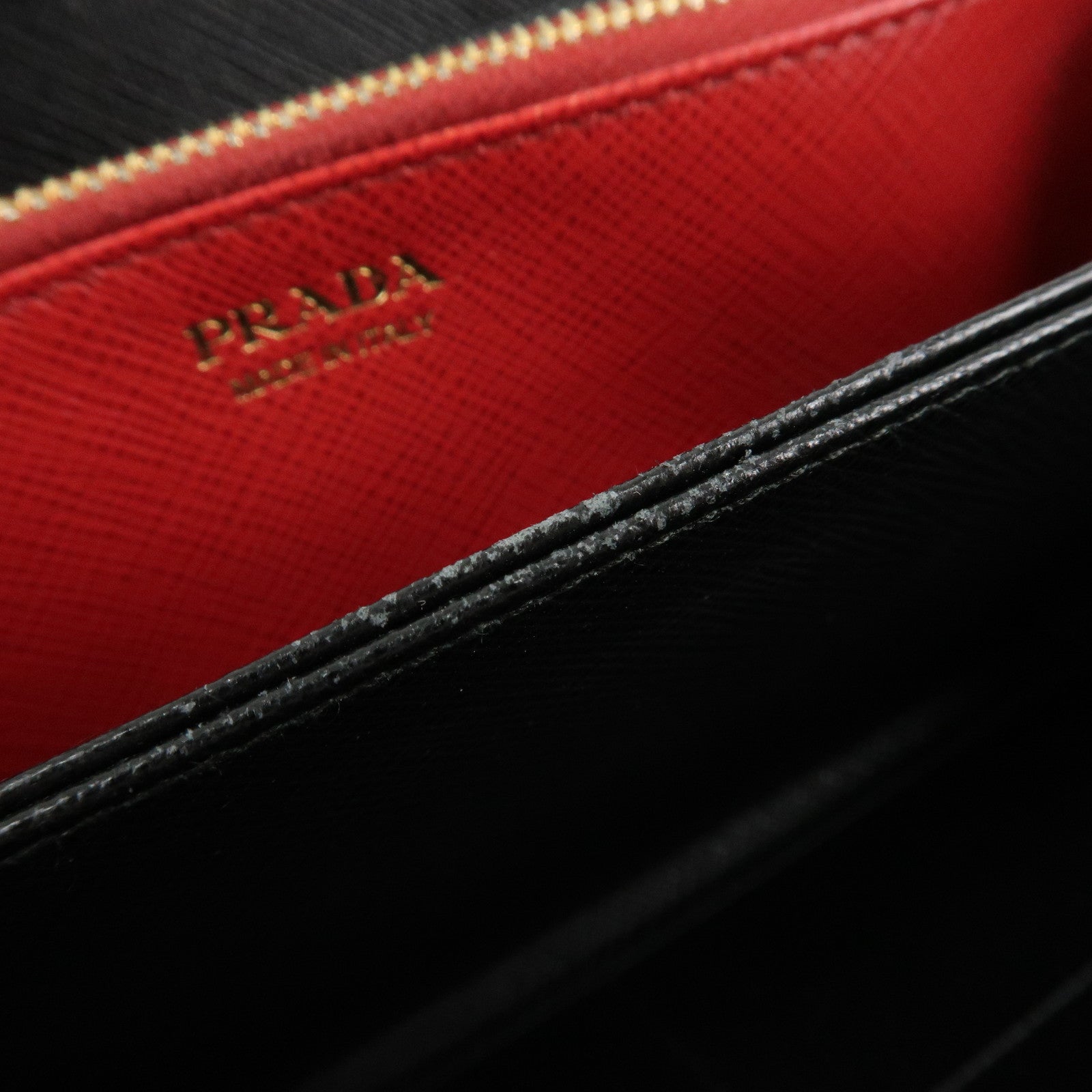 PRADA Logo Saffiano Leather Zippy Long Wallet Black 1ML506