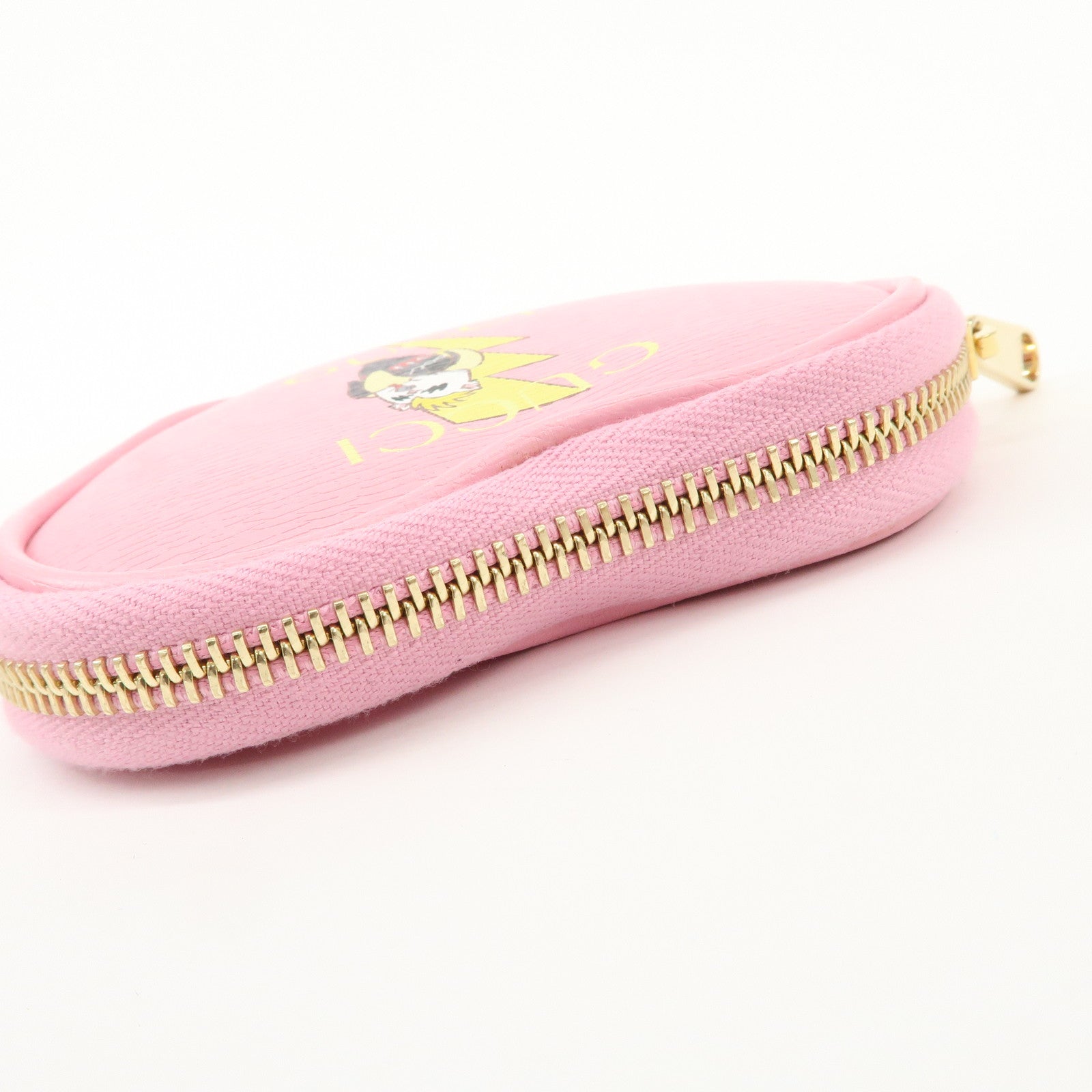 GUCCI Bananya Collaboration Leather Heart Coin Case Pink 701062 Used