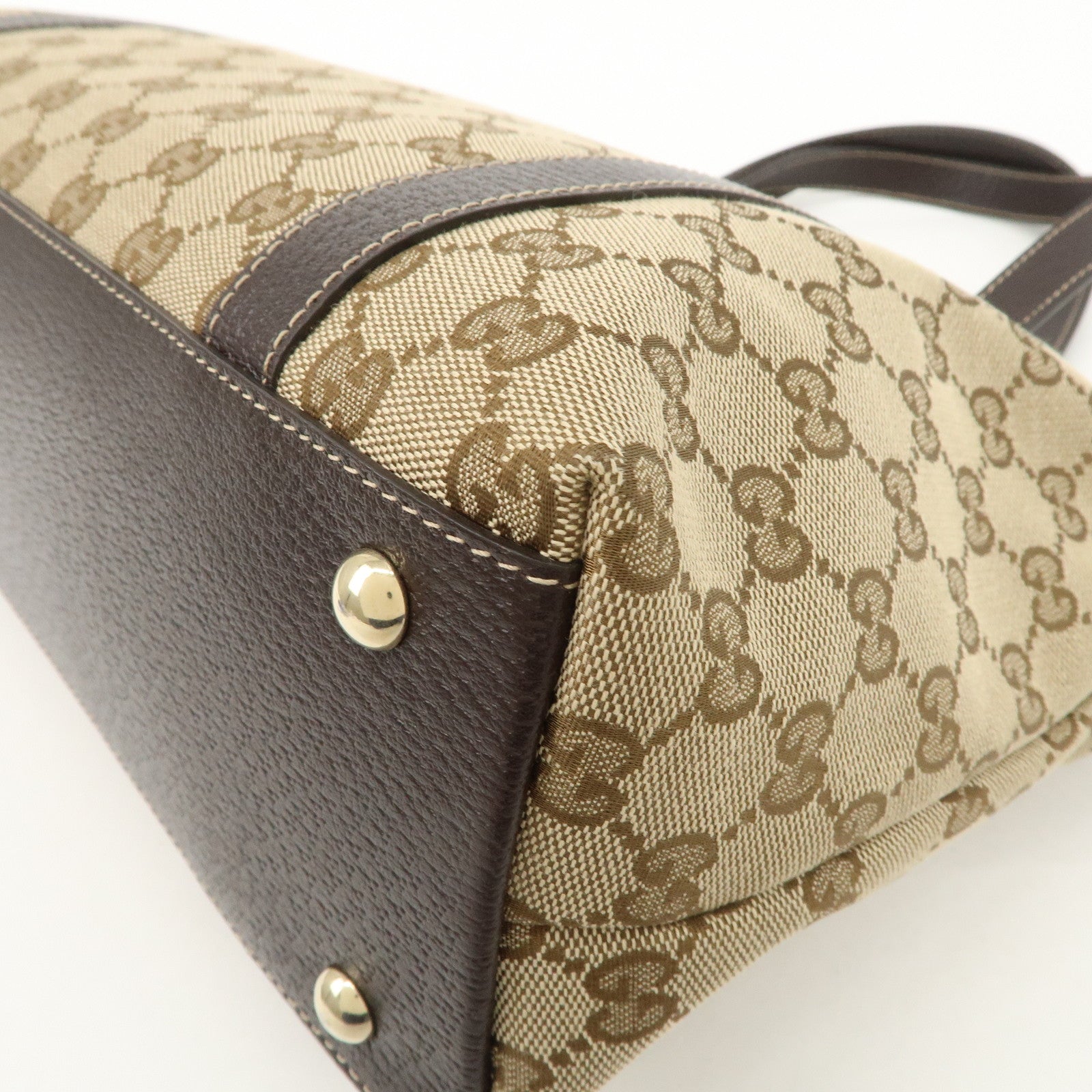 GUCCI Abbey GG Canvas Leather Shoulder Bag Beige Brown 141470 Used