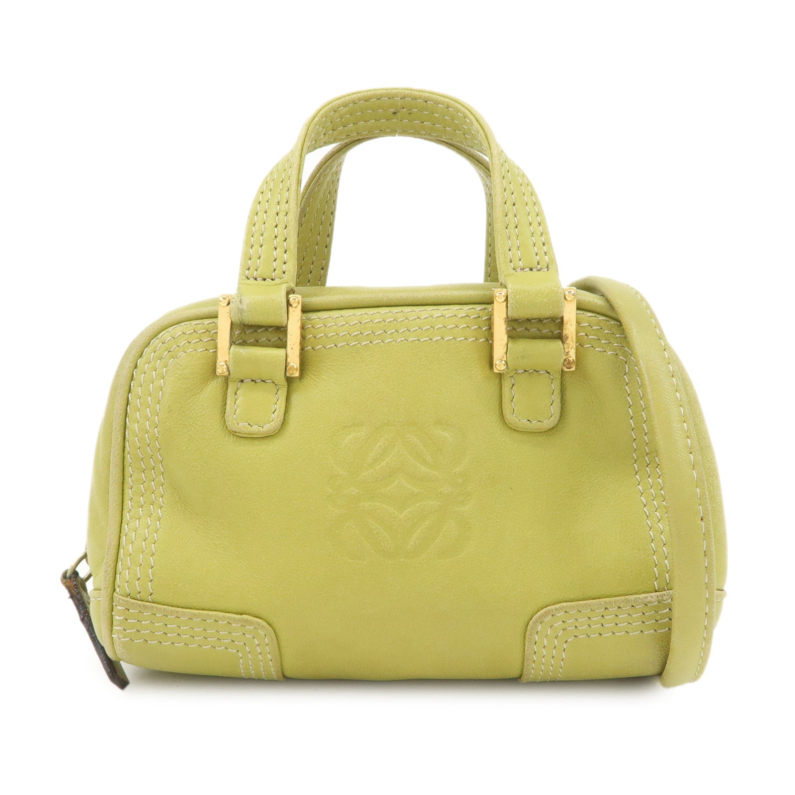 LOEWE Anagram Leather Micro Amazona 2Way Shoulder Bag Green Used