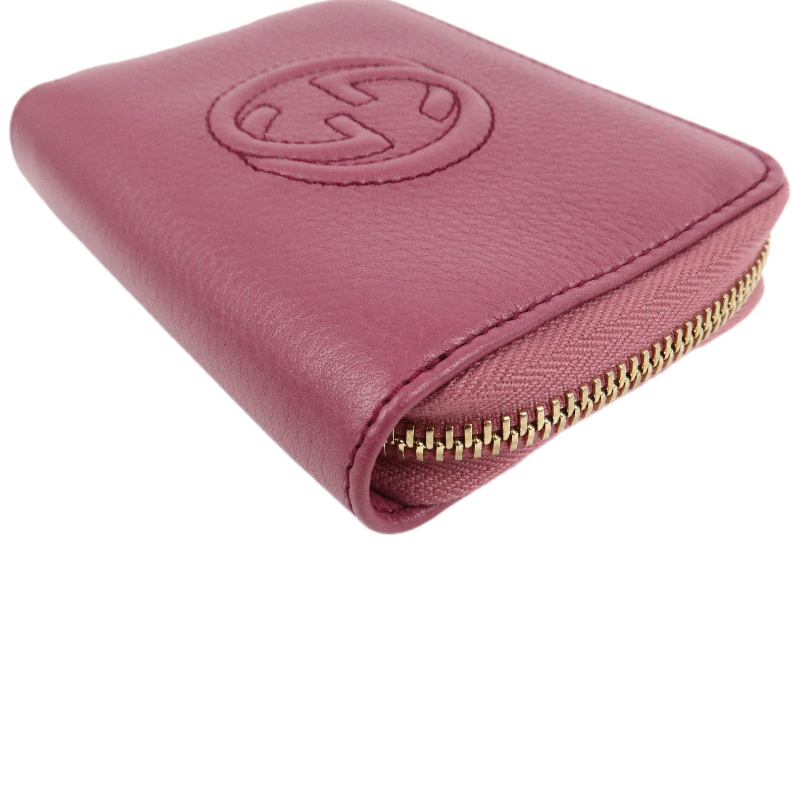 GUCCI SOHO Leather Round Zippy Compact Wallet Purple 351484