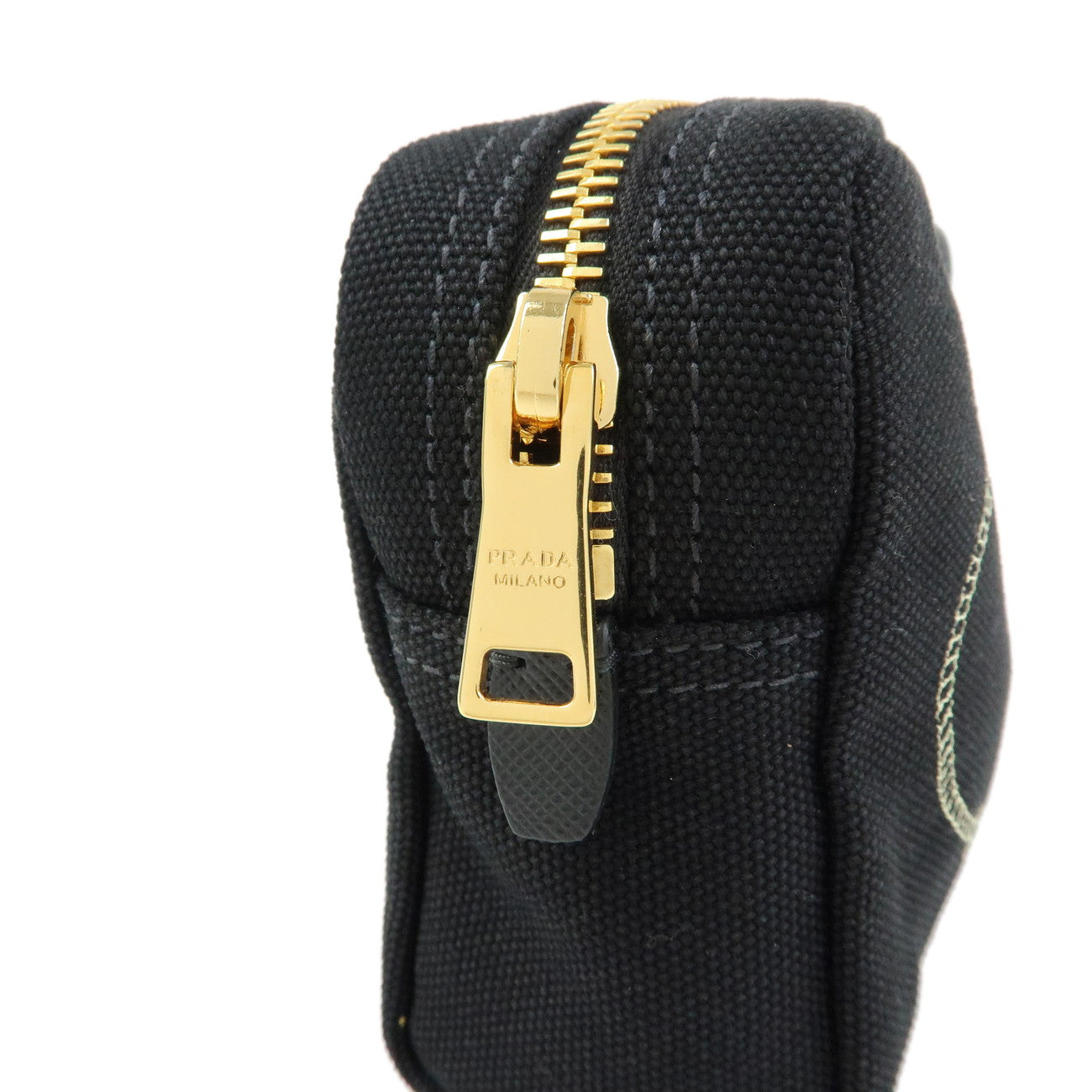 PRADA Logo Canapa Canvas Cosmetic Pouch Black 1NA021