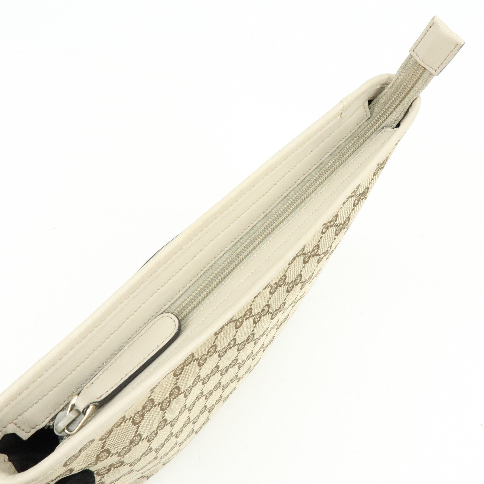 GUCCI GG Canvas Leather Shoulder Crossbody Bag Beige White 388924