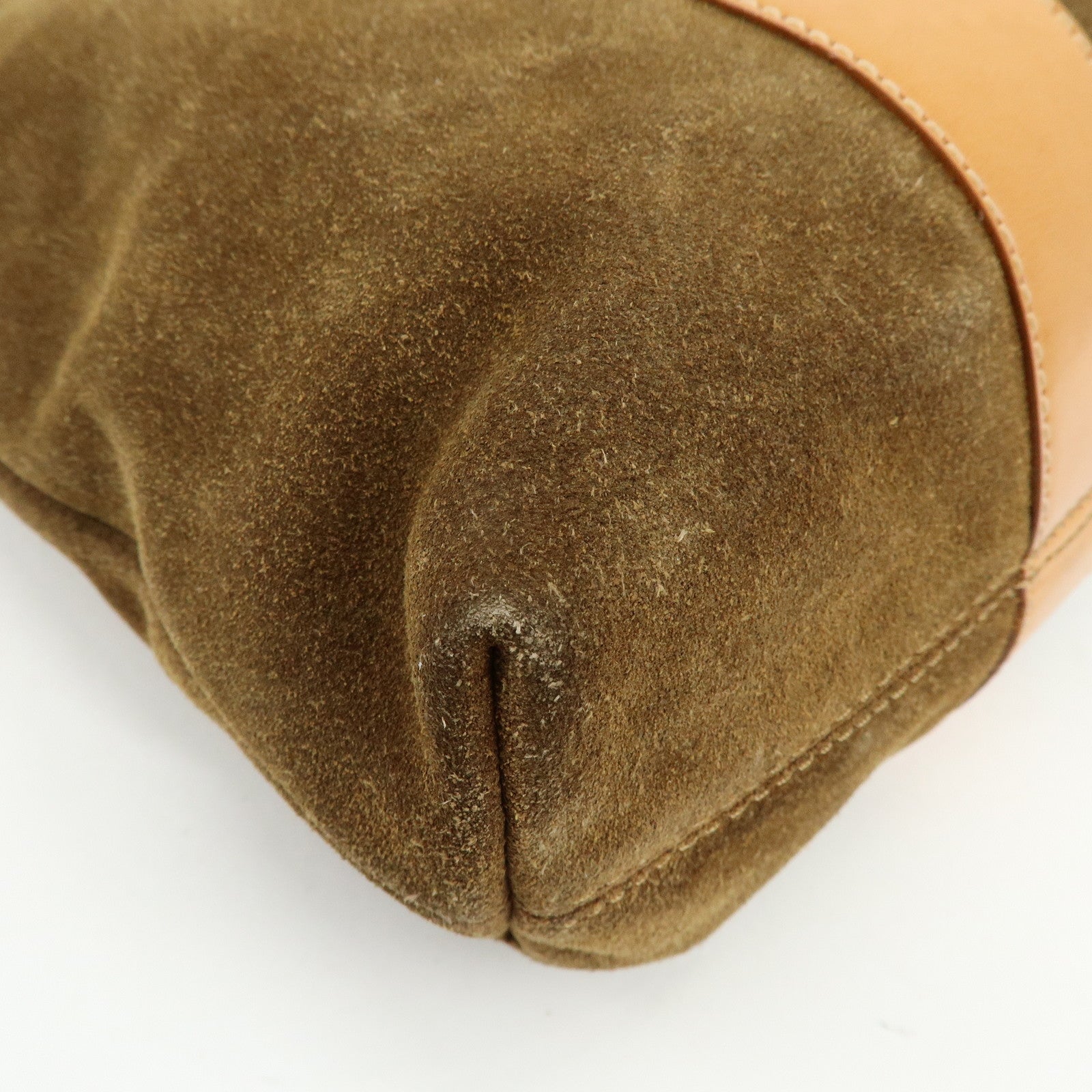 Ferragamo Suede Leather Tote Bag Shoulder Bag Hand Bag Brown