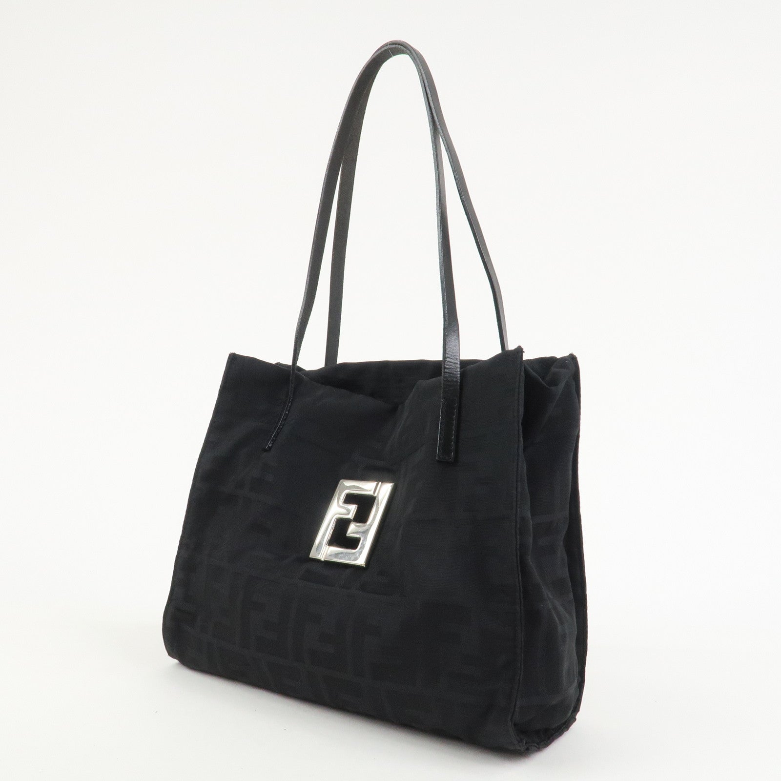 FENDI Zucca Canvas Leather Tote Bag Hand Bag Shoulder Bag 16001