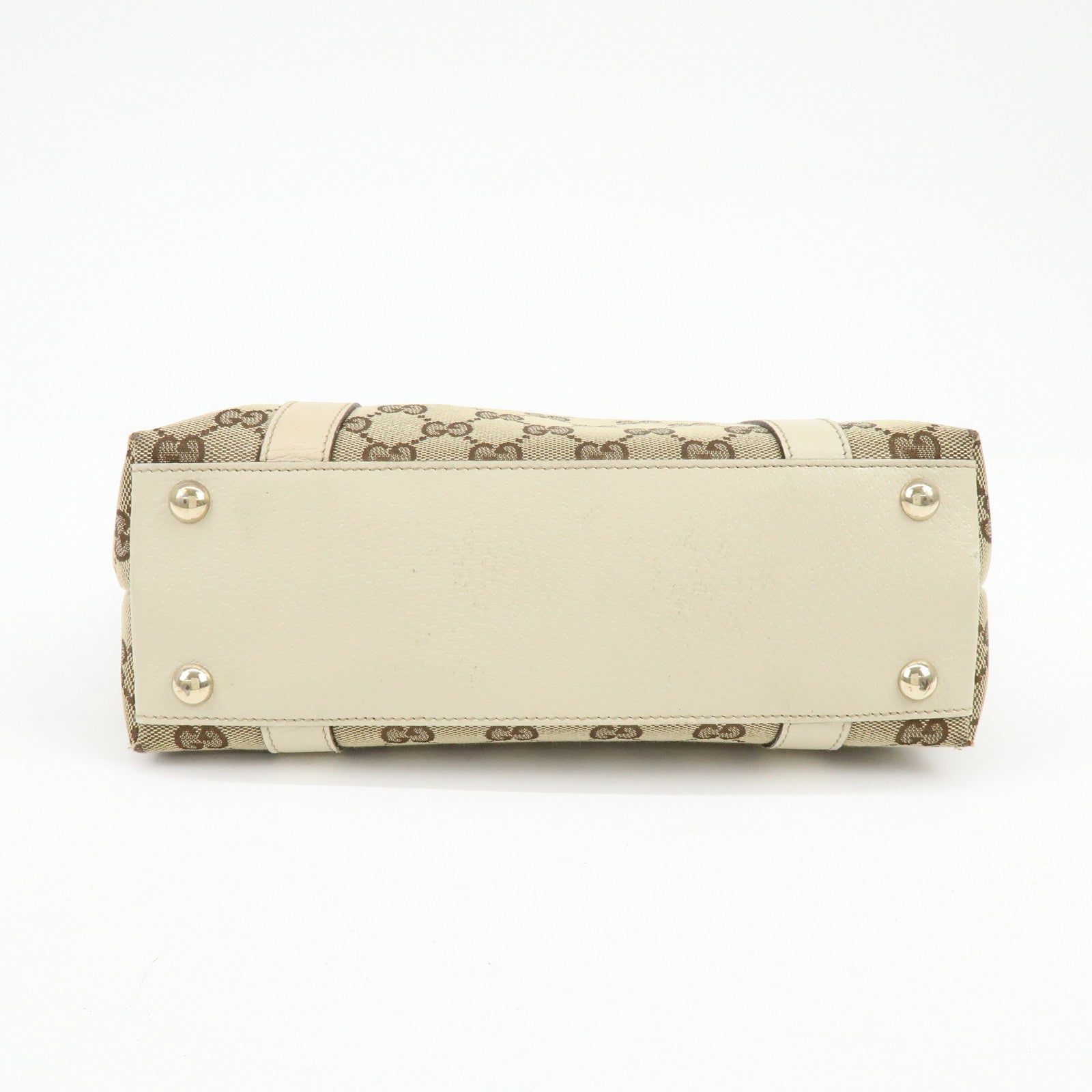 GUCCI Abbey GG Canvas Leather Tote Bag Hand Bag Beige Ivory 141471