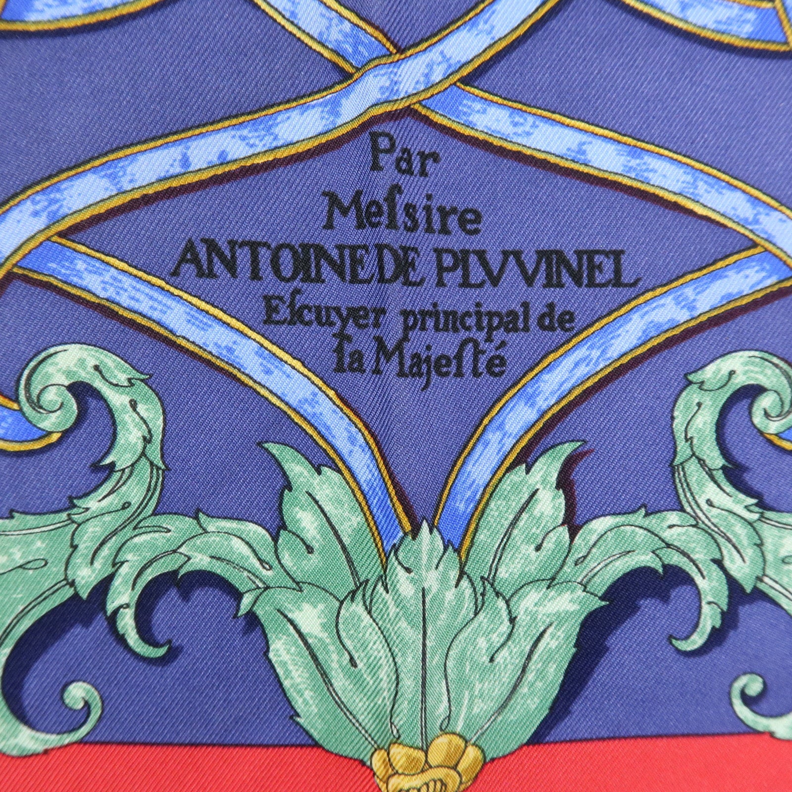 HERMES Carre 45 Silk 100% Scarf L’INSTRVCTION DV ROY Red Navy