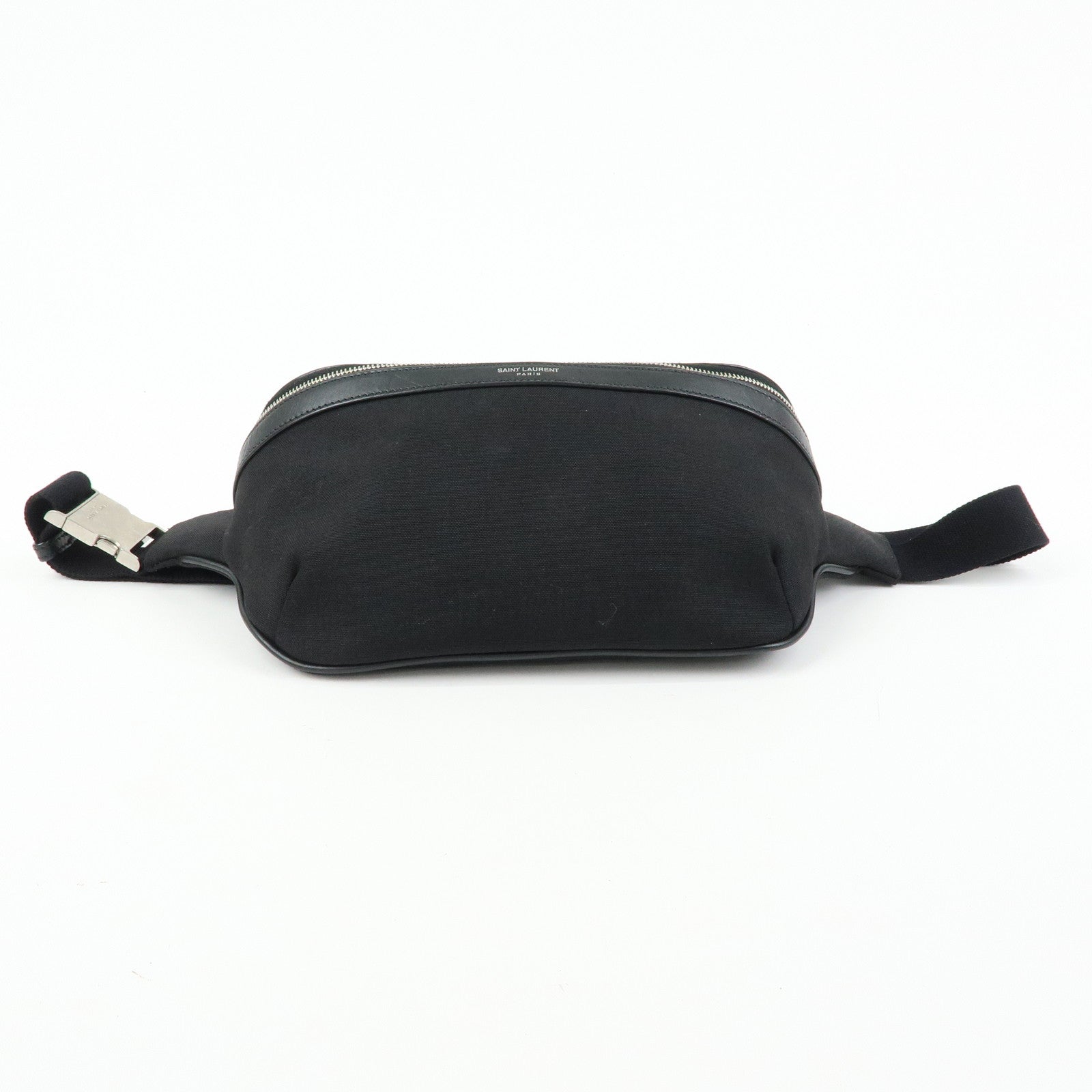 SAINT LAURENT PARIS Canvas Leather Waist Bag Body Bag Black 557831