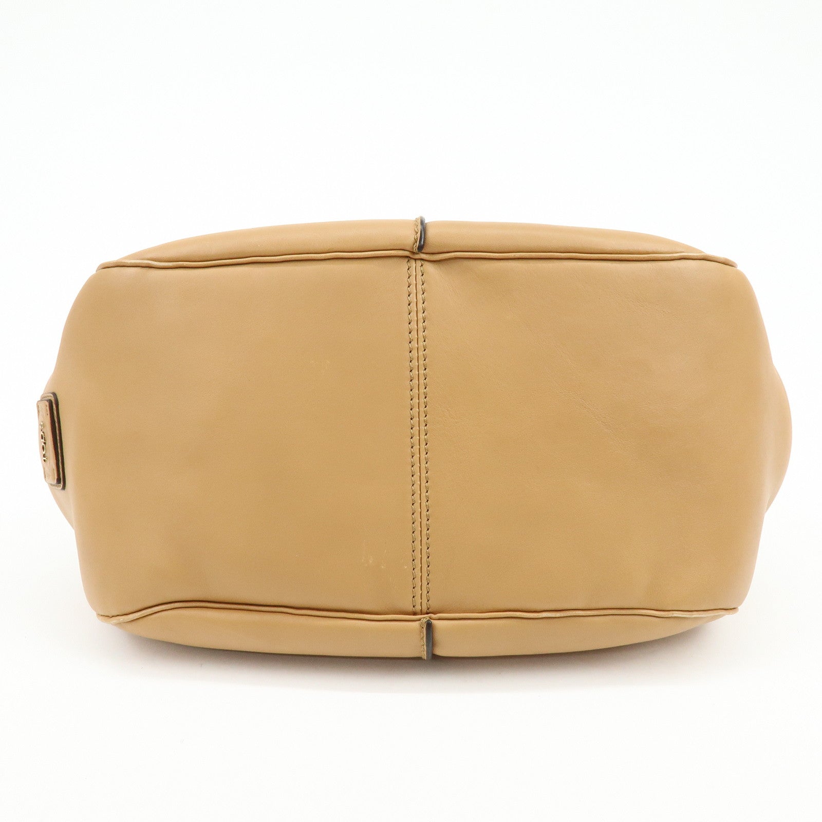 TOD'S Leather Calf Hair Bicolor Hand Bag Tote Bag Beige Brown