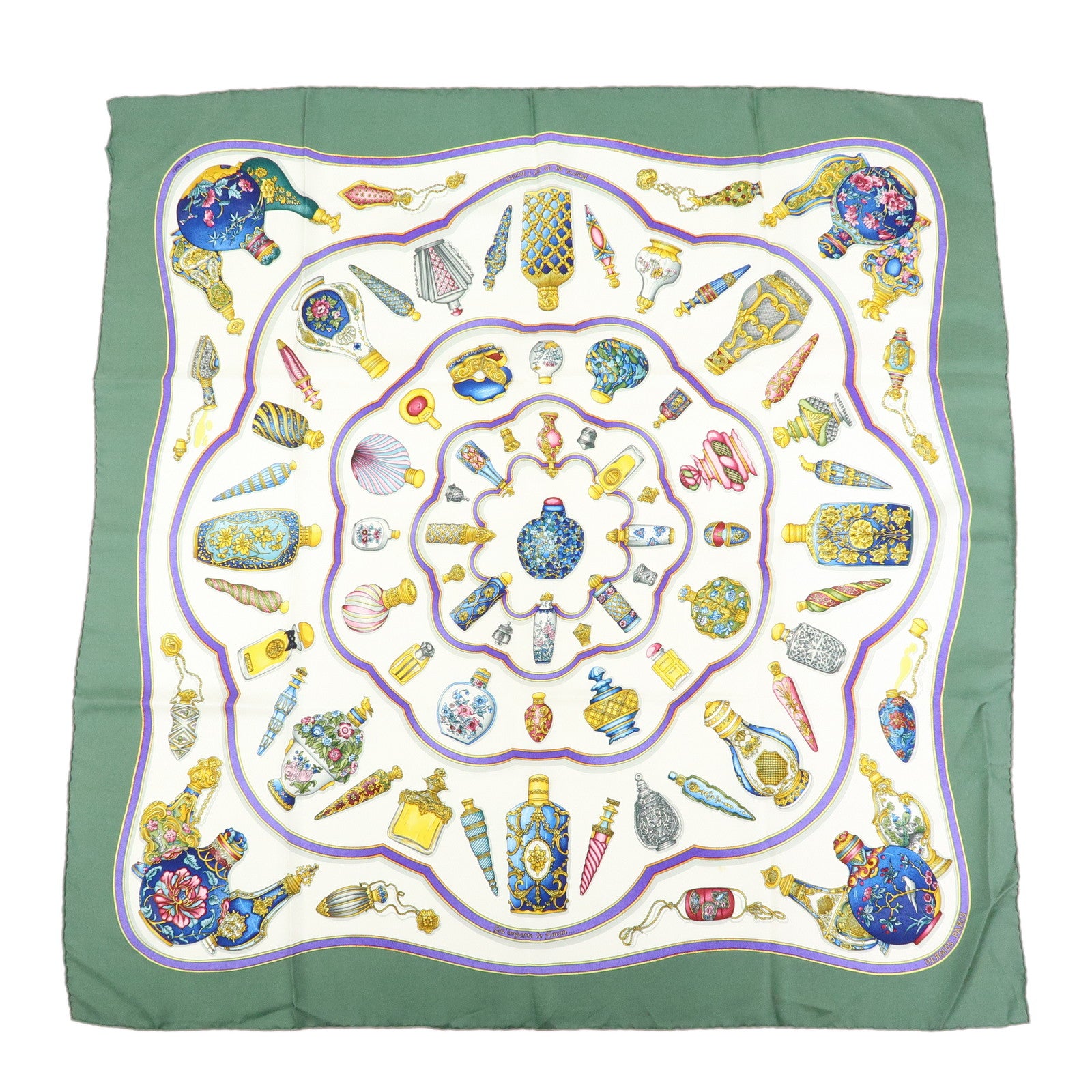 Hermes Carre 90 Silk 100% Pourvu qu'on ait l'ivresse Scarf Green