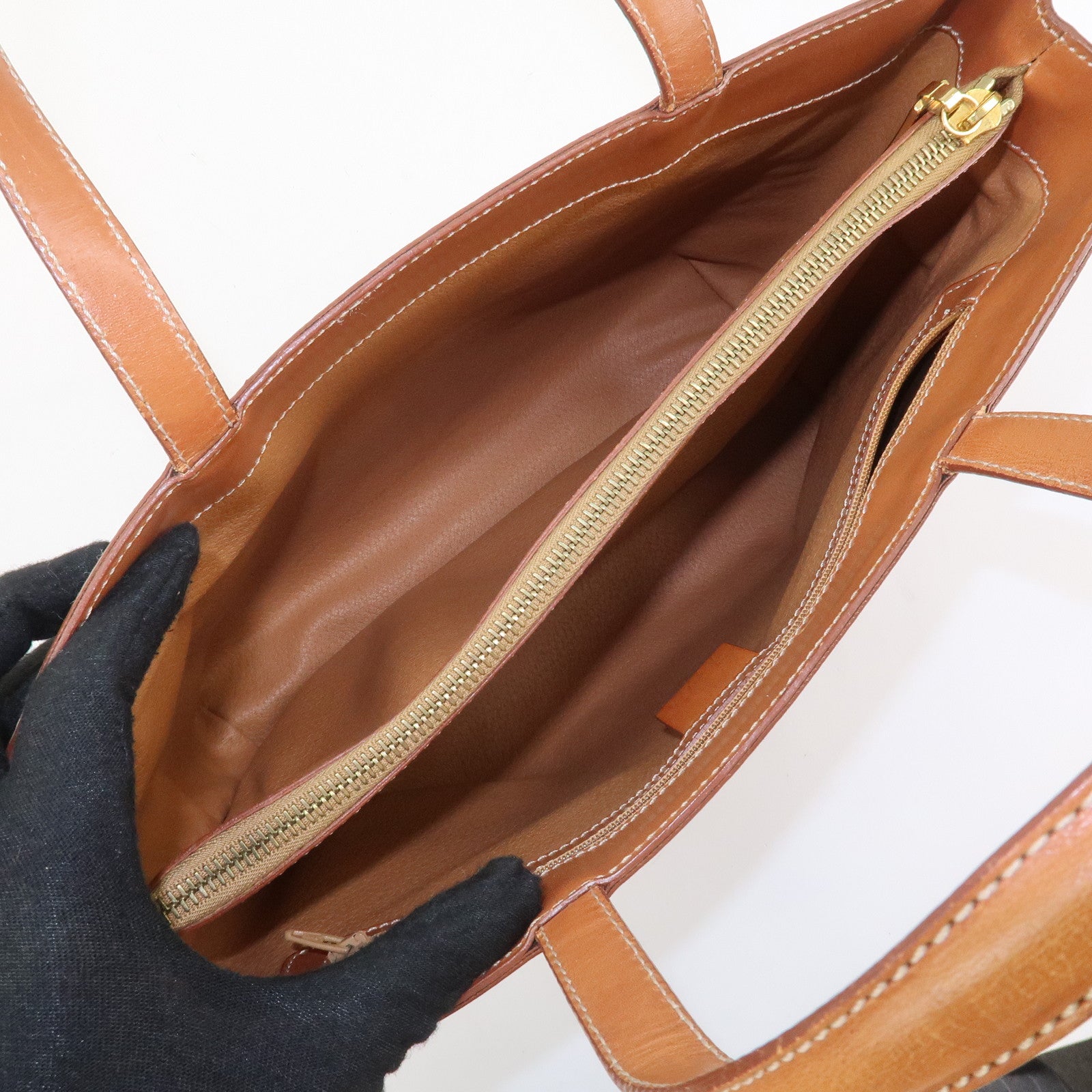 CELINE Macadam PVC Leather Hand Bag Tote Bag Brown