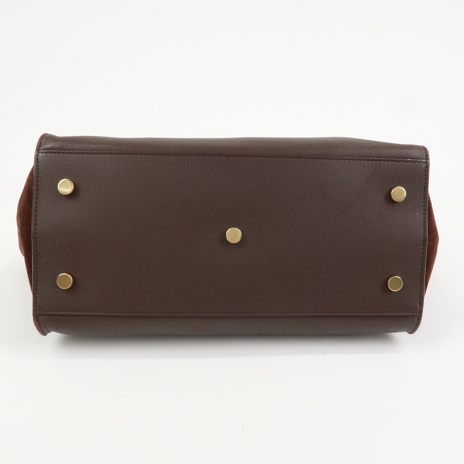 SAINT LAURENT Downtown Cabas Leather Suede 2WAY Bag Hand Bag Brown