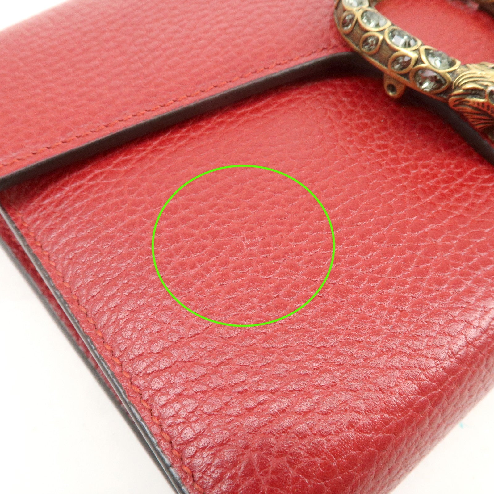 GUCCI Dionysus Leather Chain Shoulder Bag Crossbody Bag Red 401231