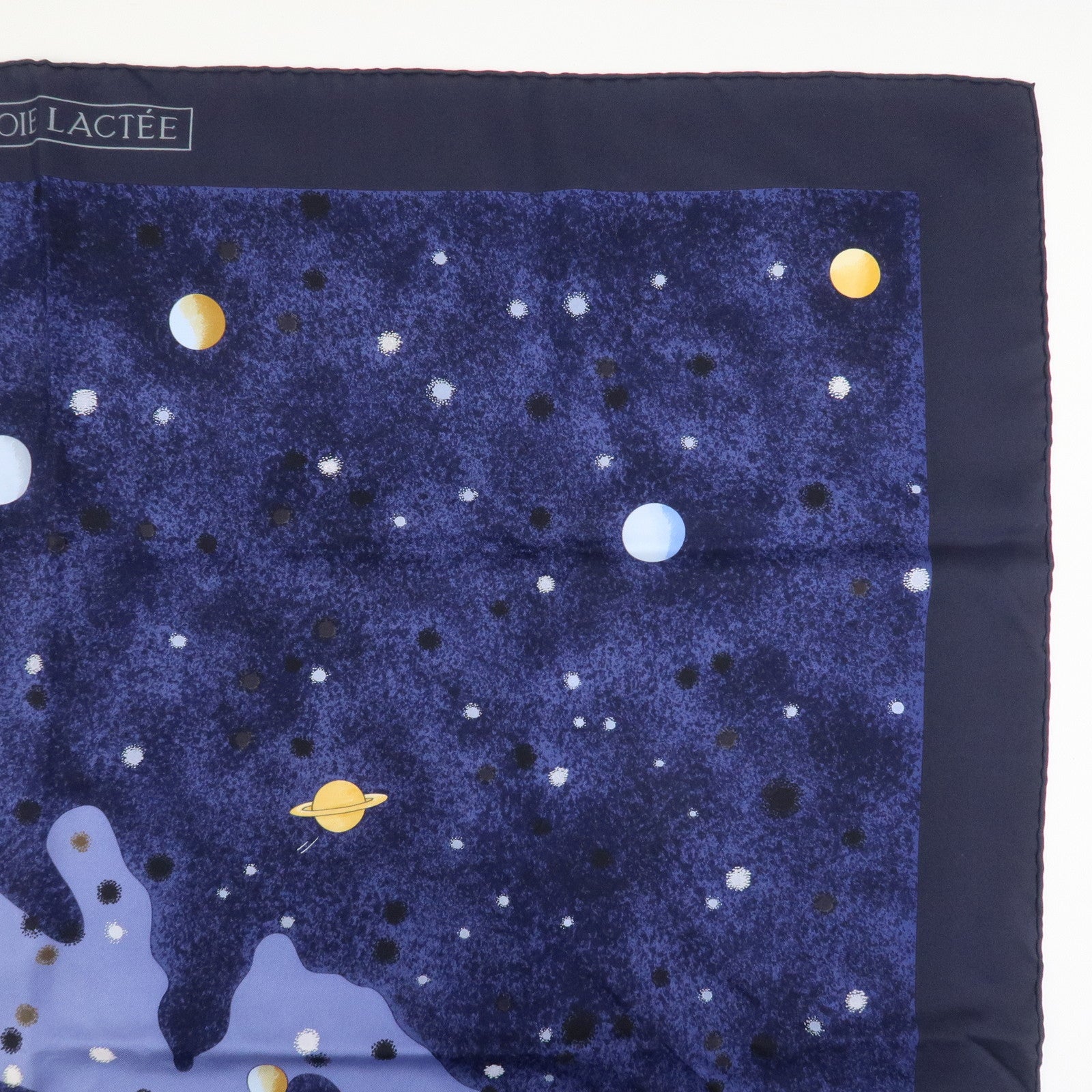 HERMES Carre 90 Silk 100% LA VOIE LACTEE Scarf Navy