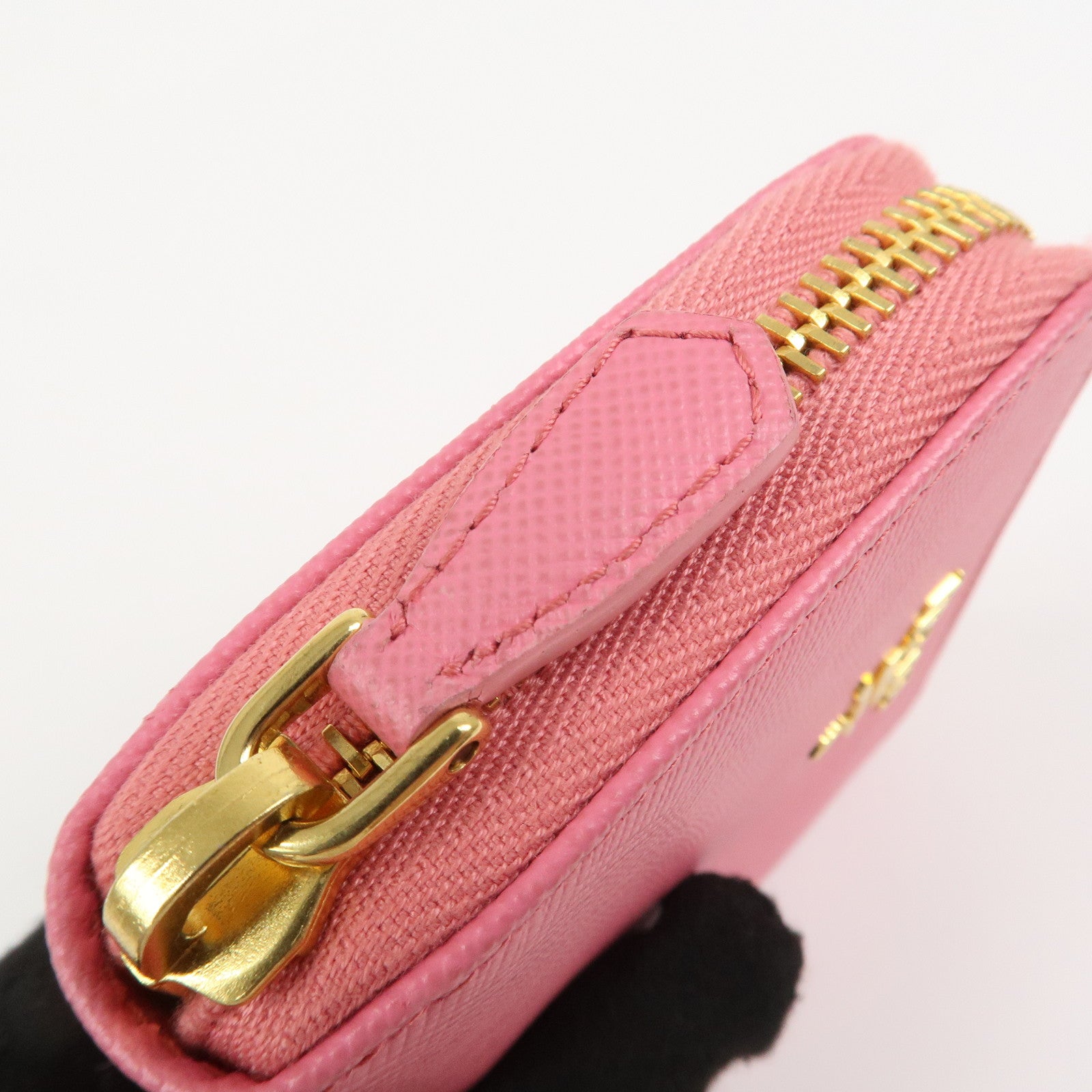 PRADA Triangle Logo Saffiano Leather Coin Case Coin Purse 1M0268