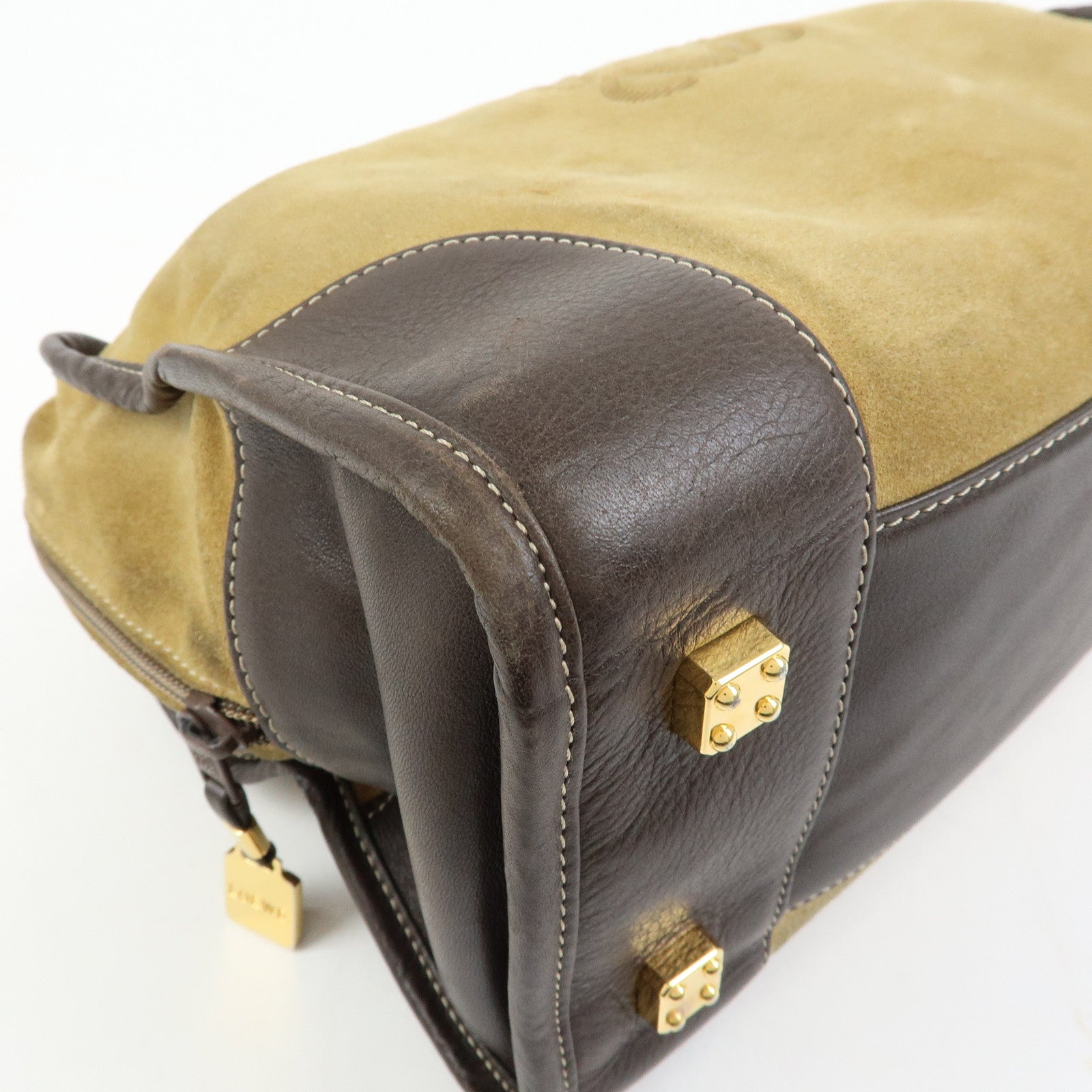 LOEWE Anagram Suede Leather Amazona 32 Hand Bag Boston Bag Brown