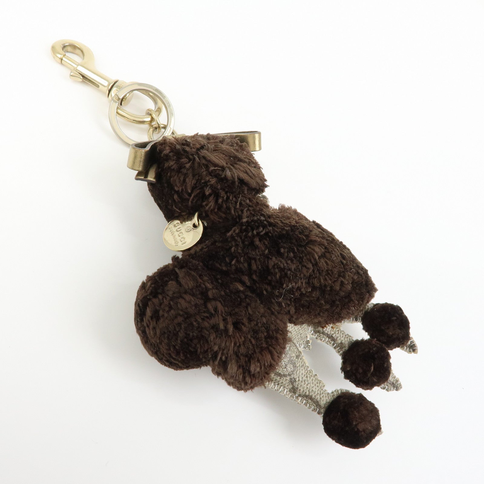 GUCCI Gucciori GG Supreme Leather Toy Poodle Lulu Bag Charm Brown