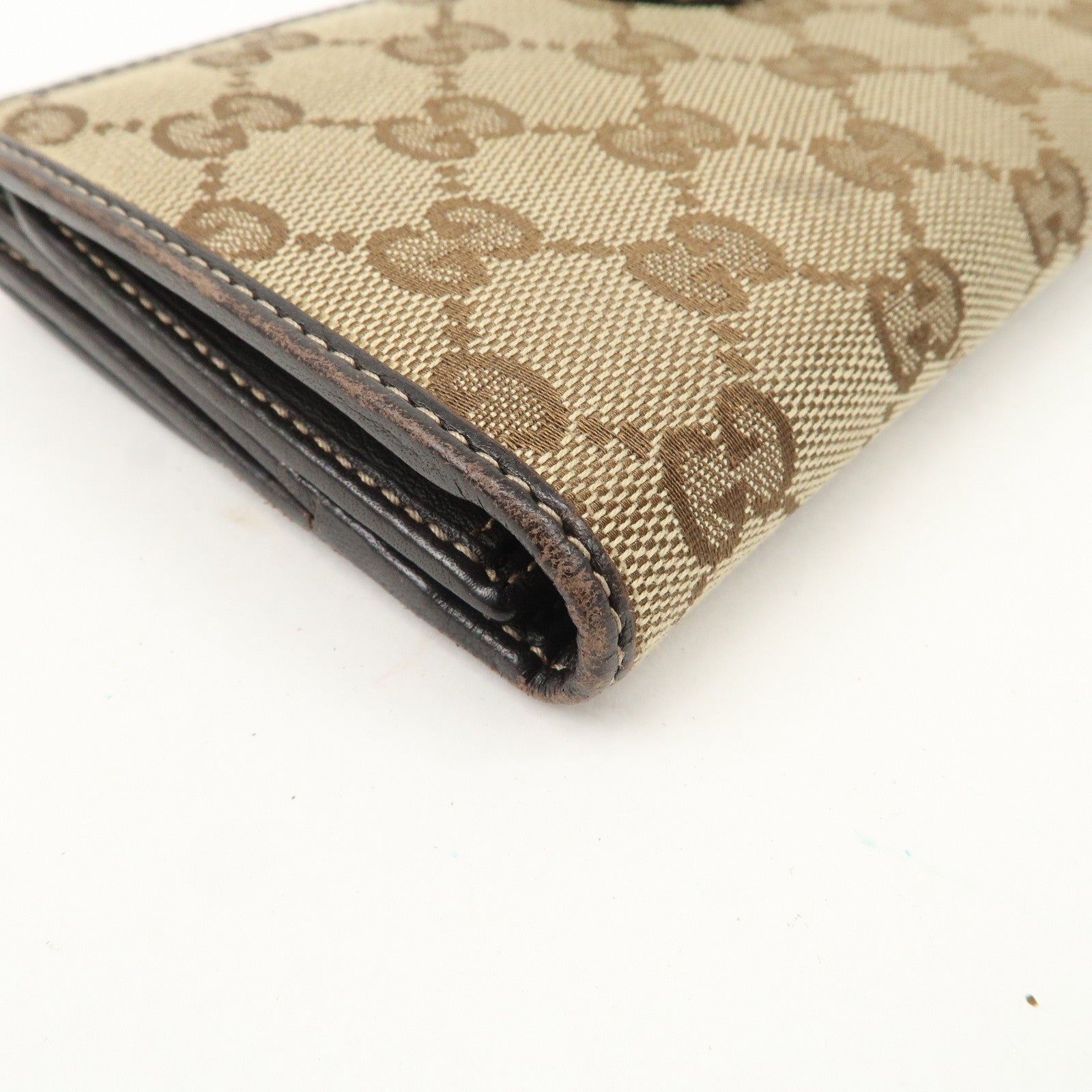 GUCCI Lovely Heart GG Canvas Leather Bi-fold Long Wallet Brown 203550 Used