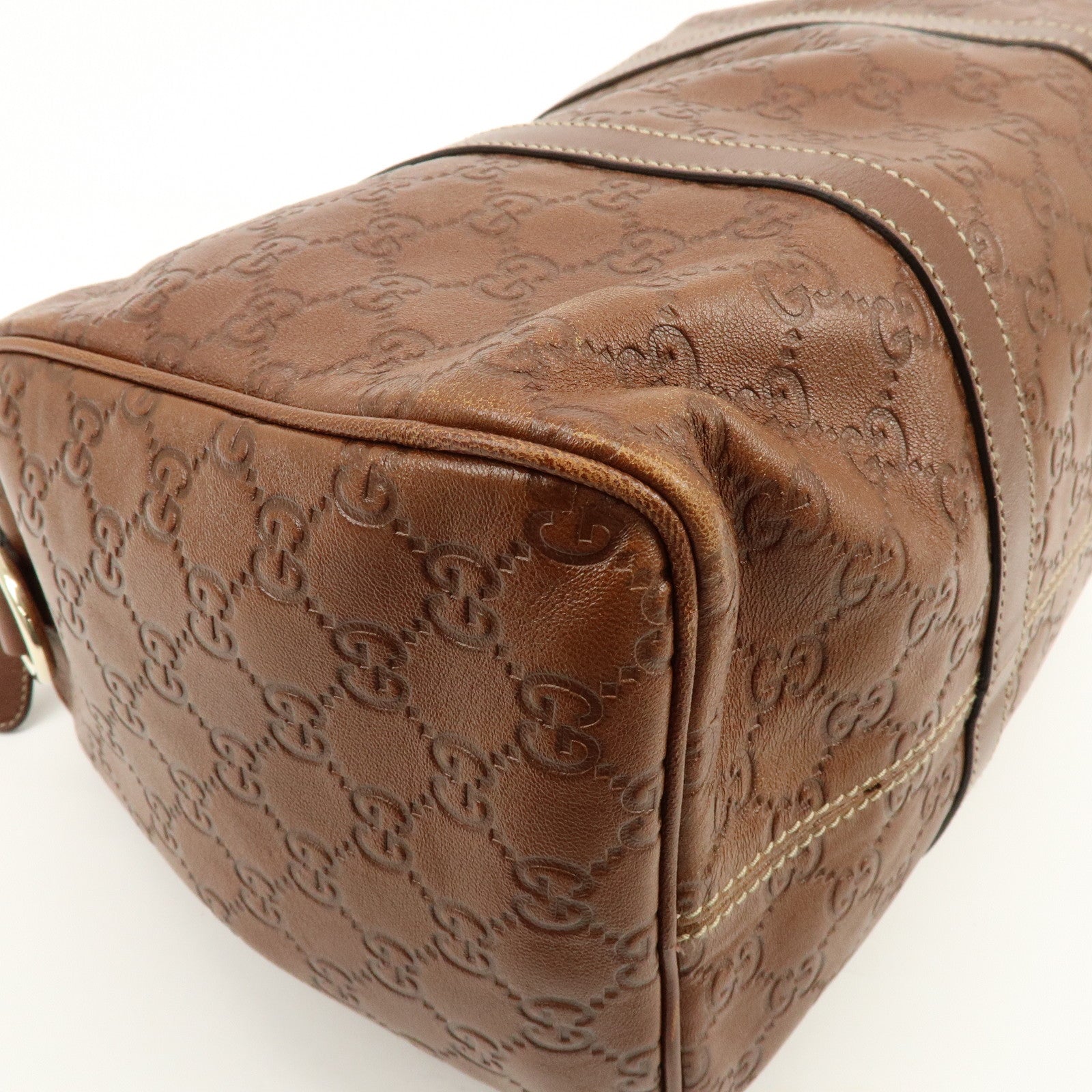 GUCCI Guccissima Leather Boston Bag Hand Bag Brown 193603