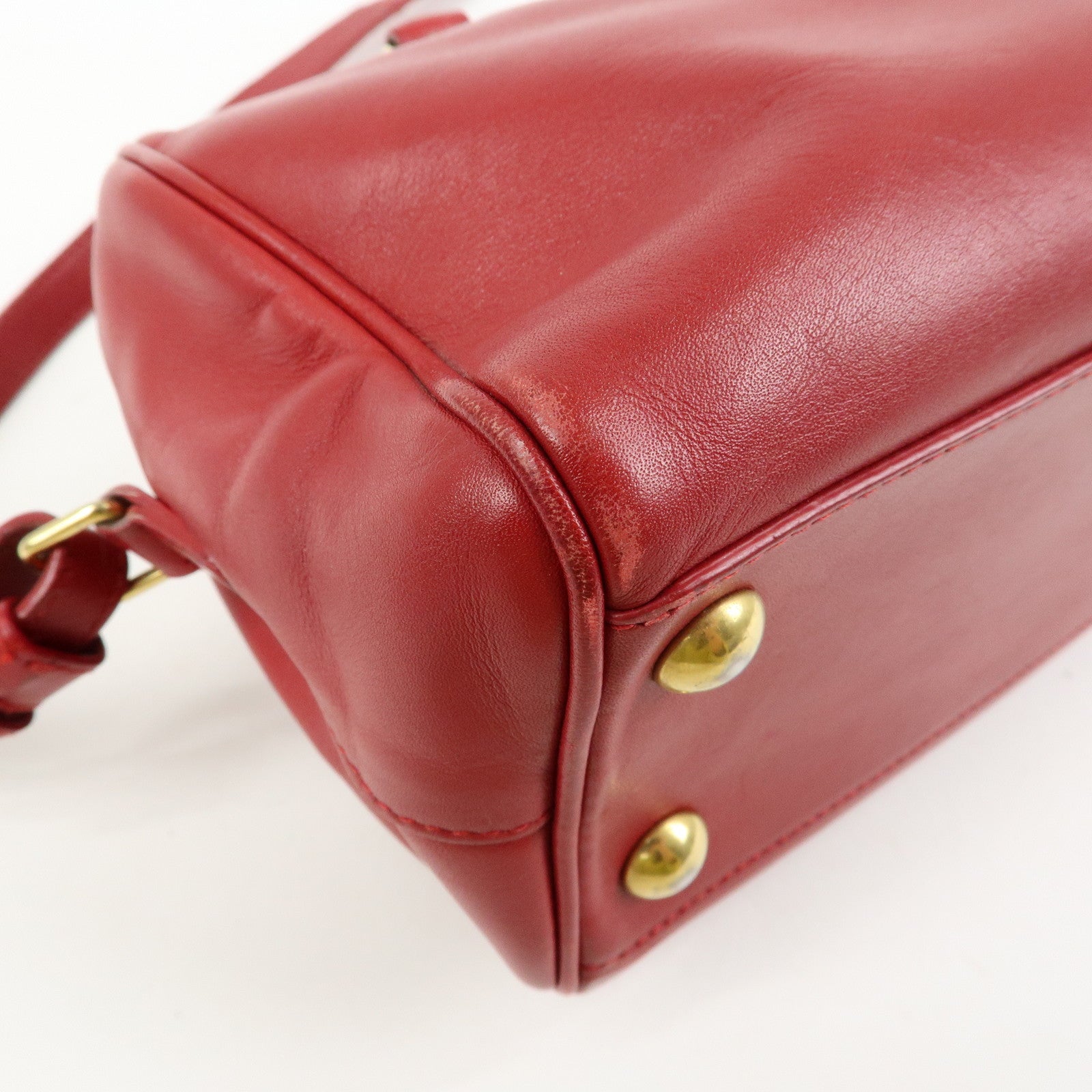 SAINT LAURENT PARIS Baby Duffle Leather 2WAY Bag Red 3330958