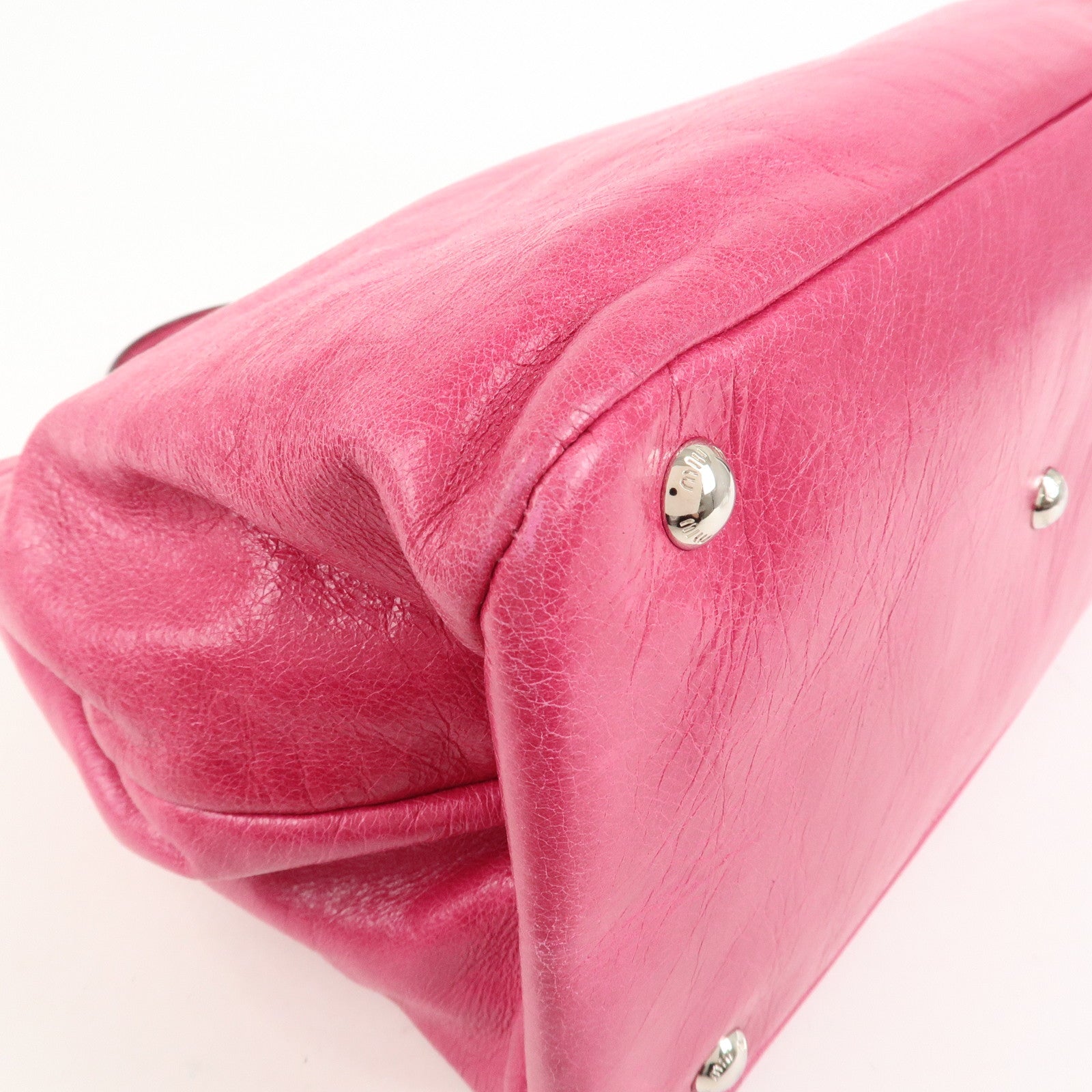 MIU MIU Logo 2Way Bag Hand Bag Shoulder Bag Pink