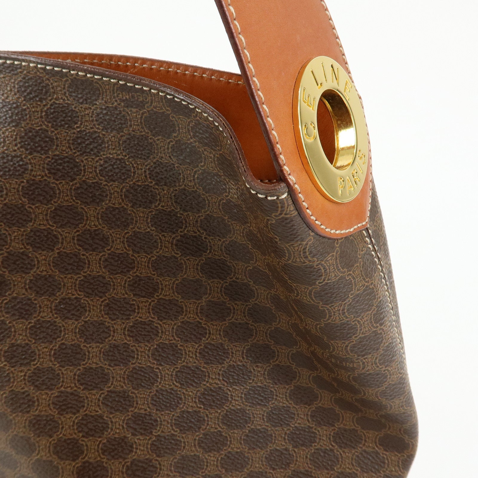 CELINE Macadam PVC Canvas Shoulder Bag Hand Bag Brown