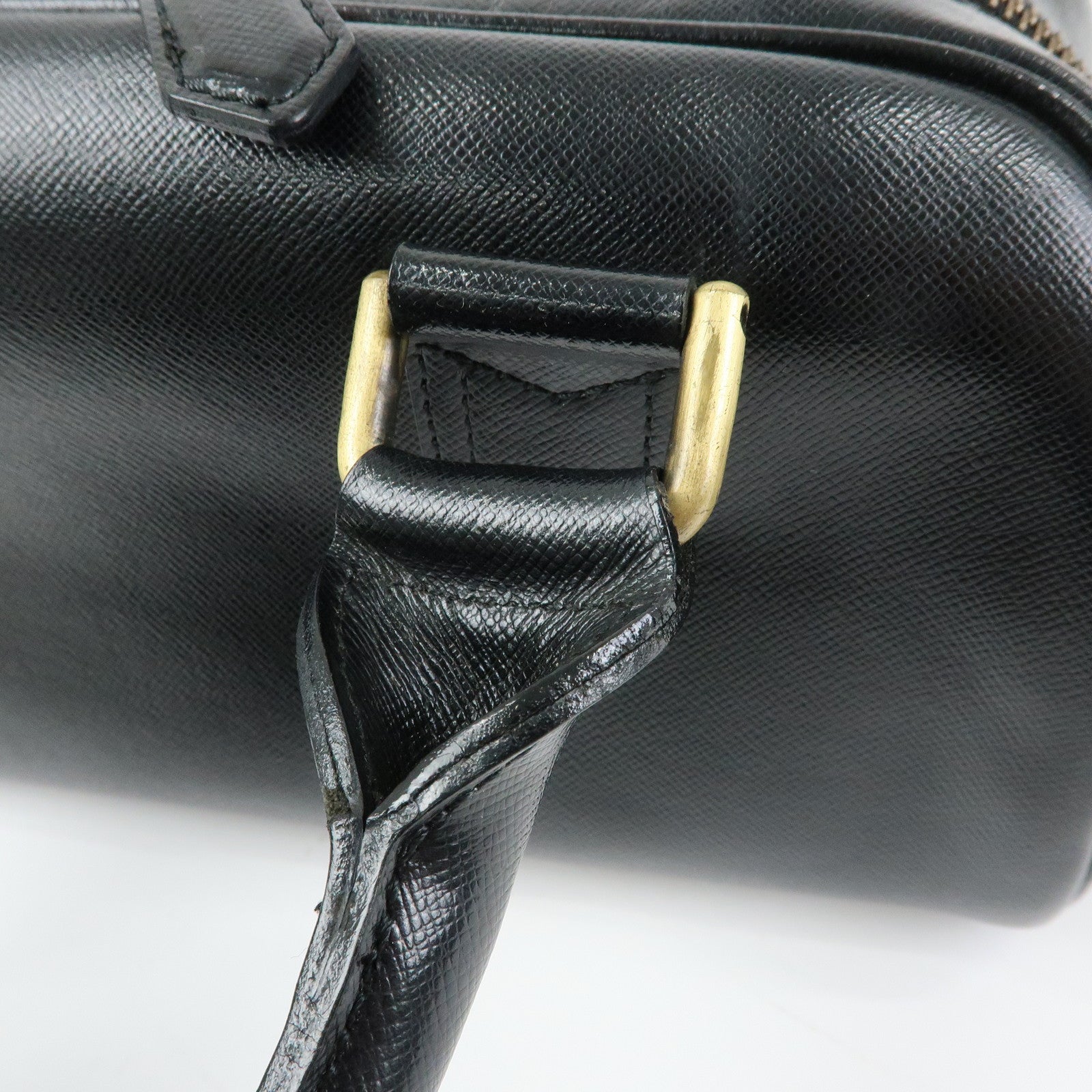 BURBERRY Leather Mini Boston Bag Hand Bag Tote Bag Black