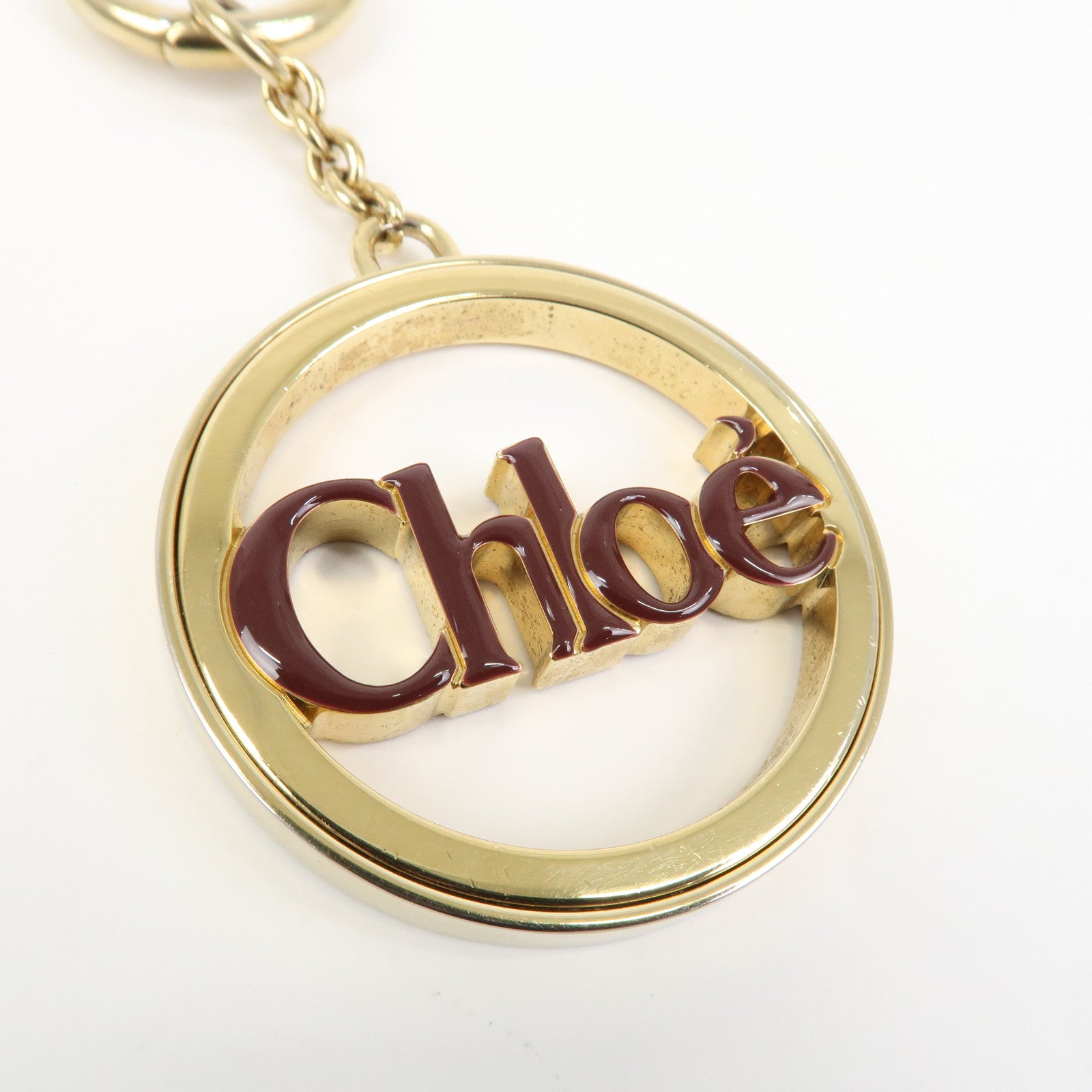 Chloe Metal Bag Charm Key Charm Key Chain Gold Brown