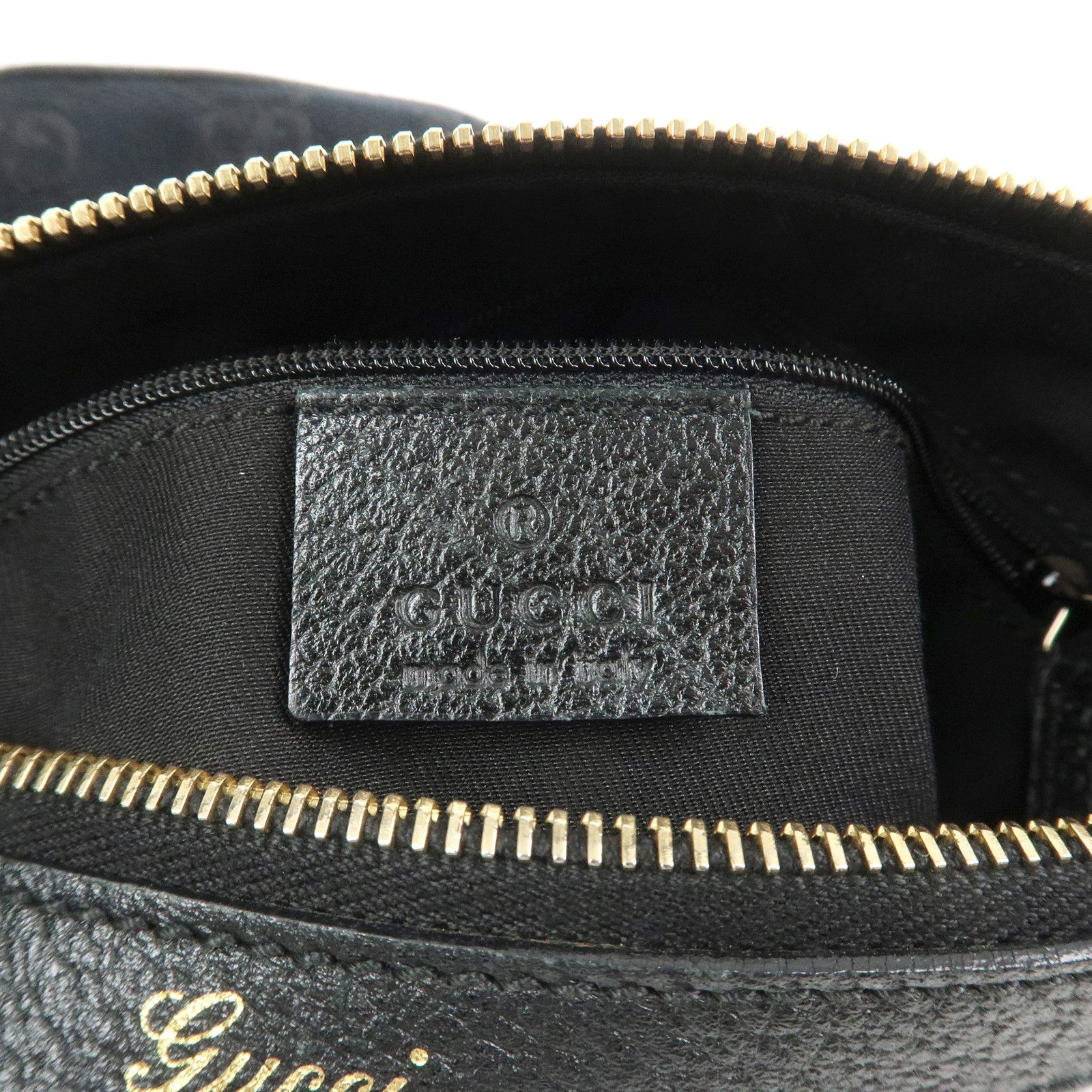 GUCCI GG Canvas Leather Shoulder Bag Hand Bag Black 146244