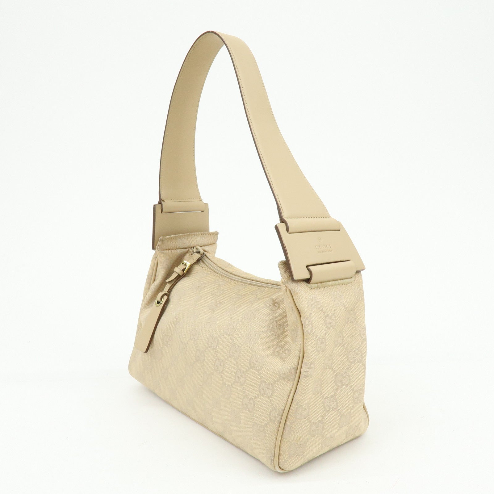 GUCCI GG Canvas Leather Shoulder Bag Hand Bag Beige 92699