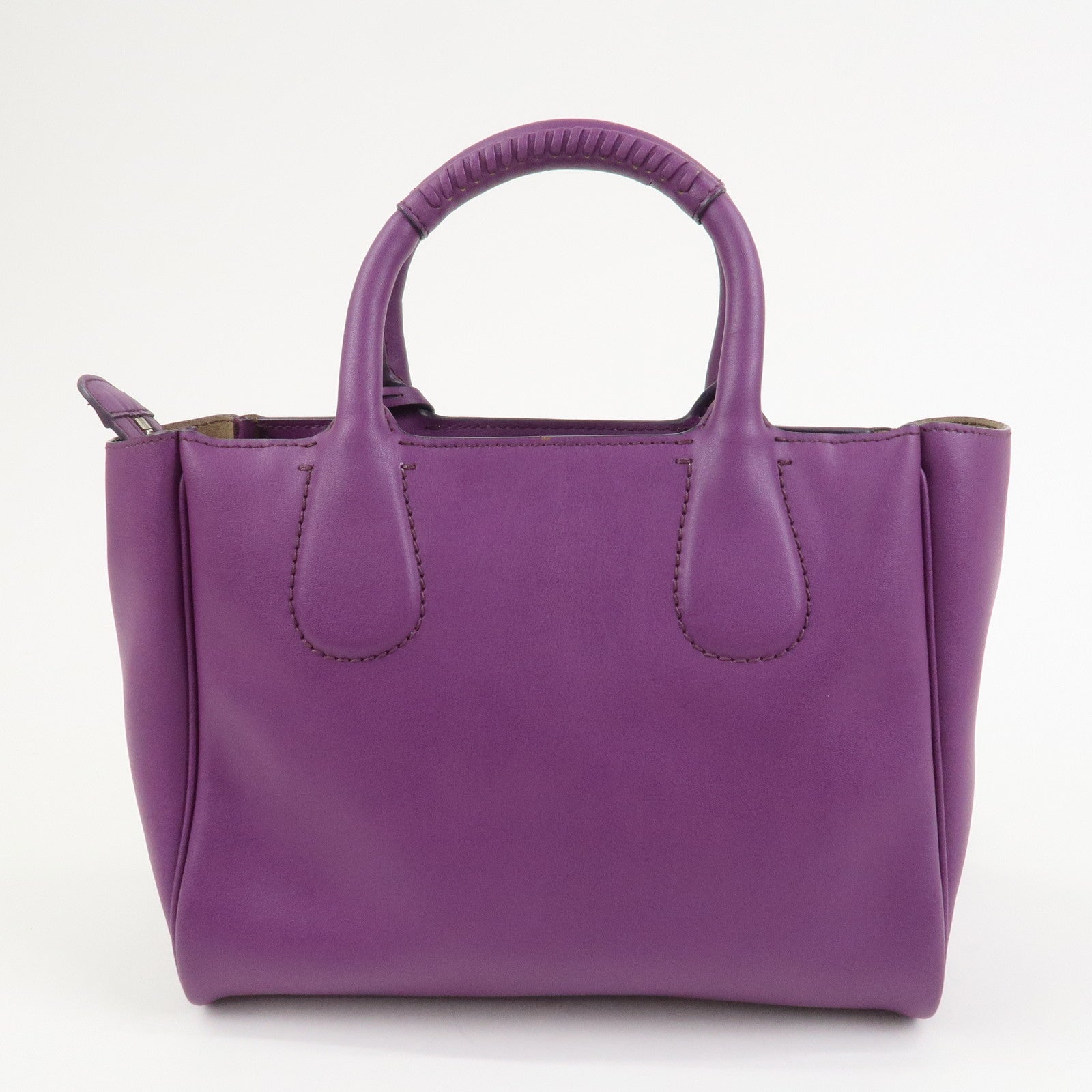 Ferragamo Leather 2Way Bag Hand Bag Shoulder Bag Tote Bag Purple
