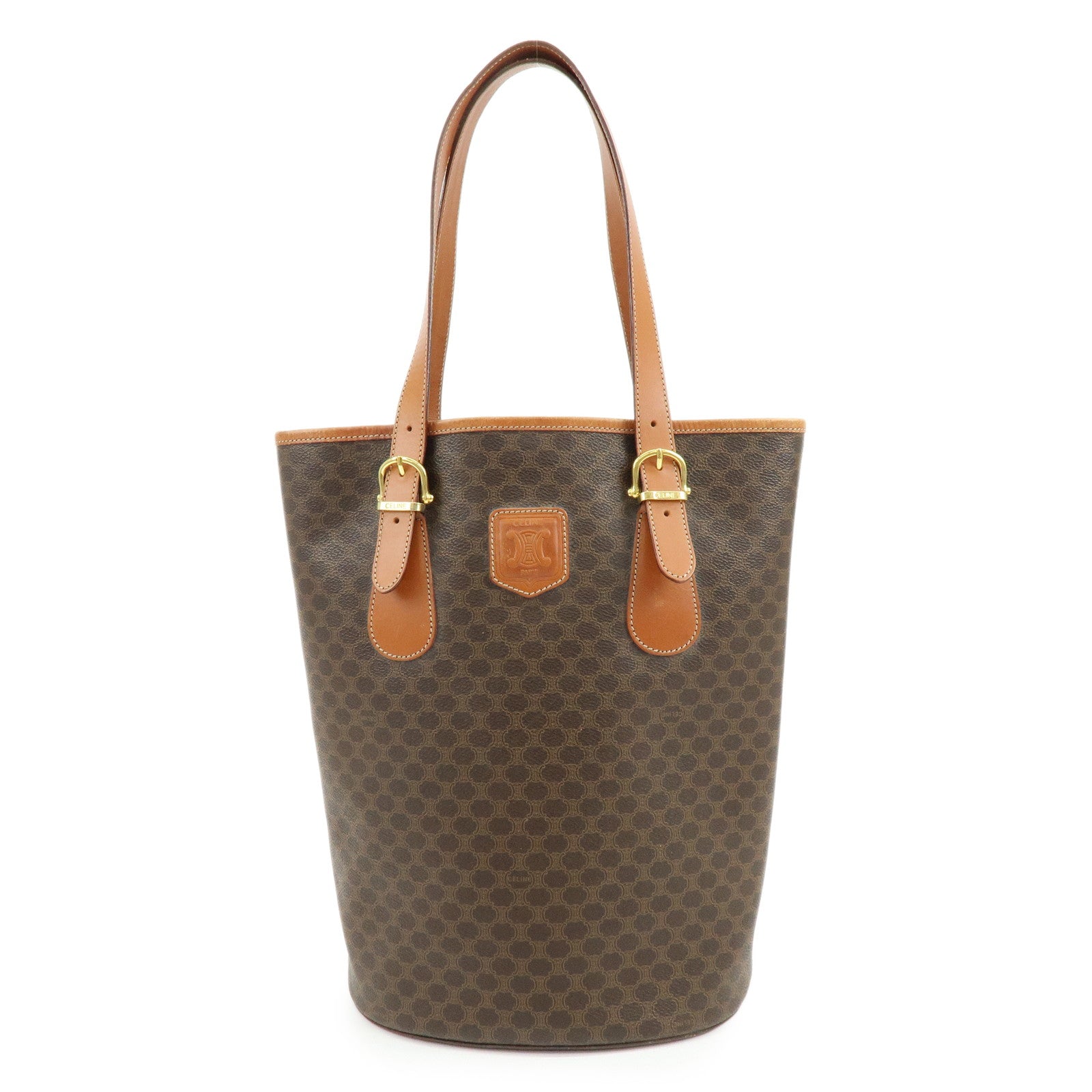 CELINE Macadam PVC Leather Tote Bag Shoulder Bag Brown