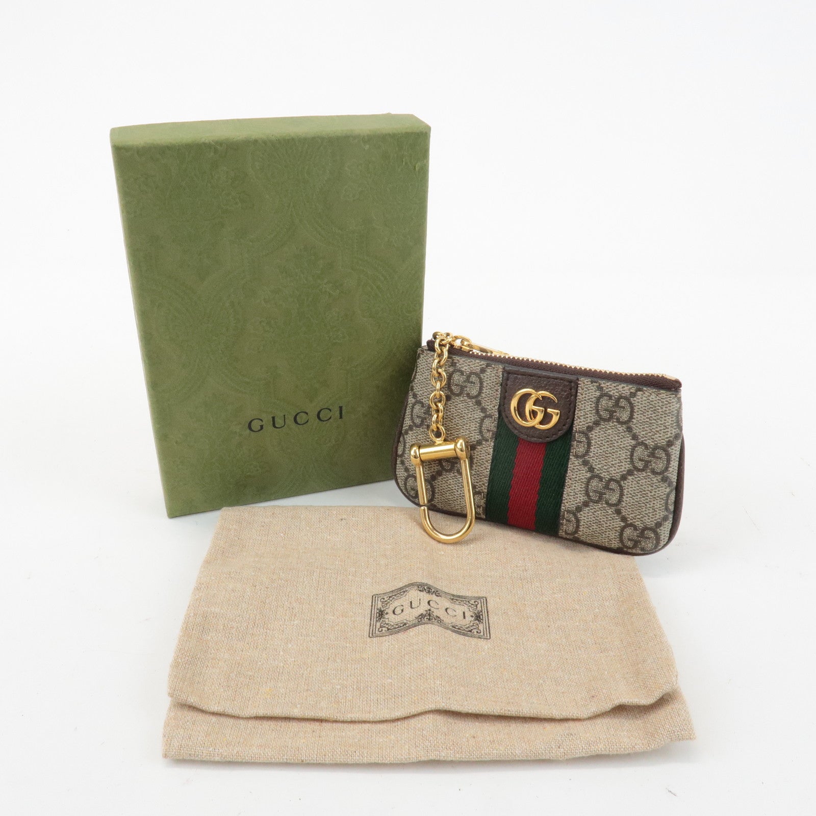 GUCCI Ophidia Sherry GG Supreme Leather Coin Case Key Pouch 671722 Used