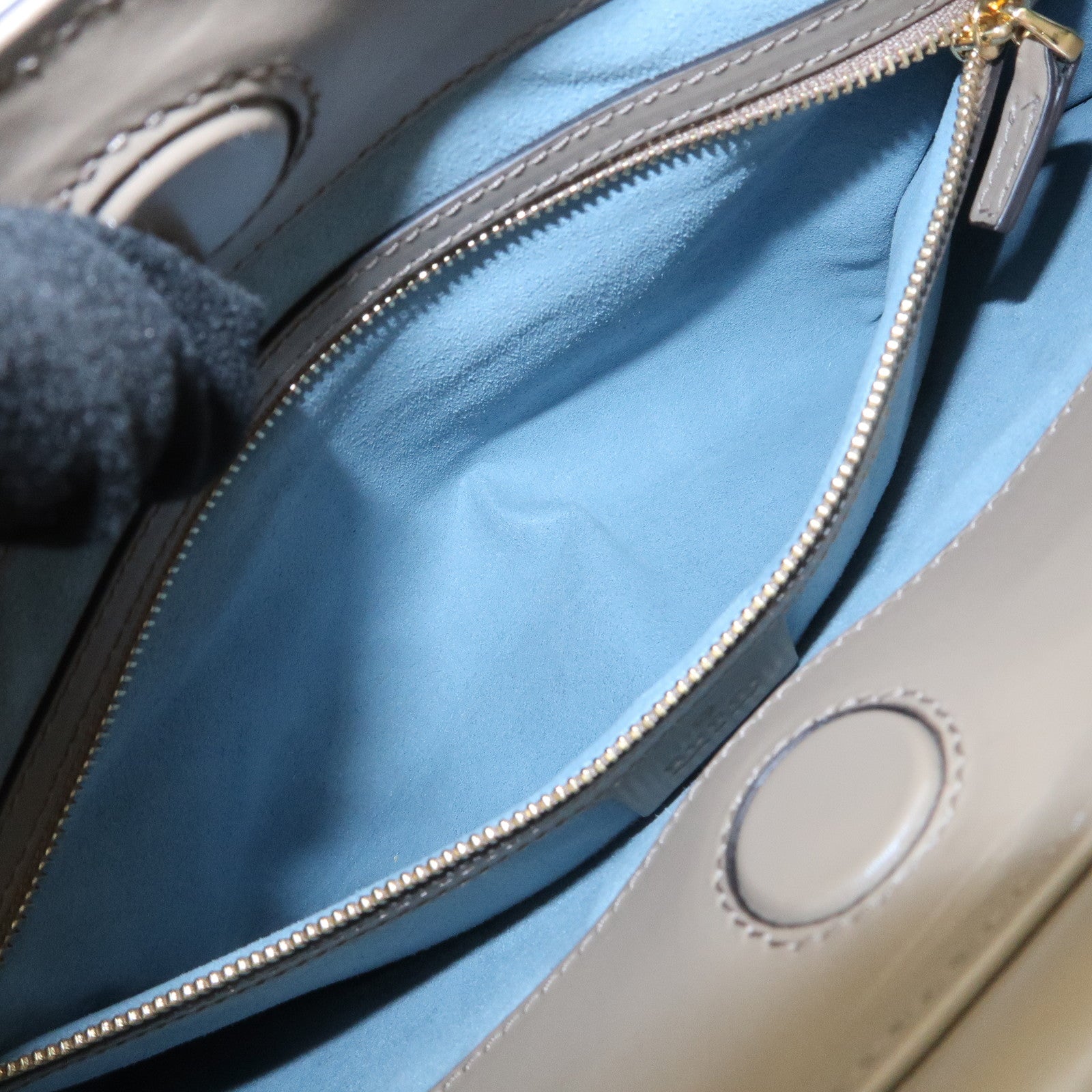 GUCCI Bamboo Nymphaea Leather 2Way Hand Shoulder Bag Gray 453764