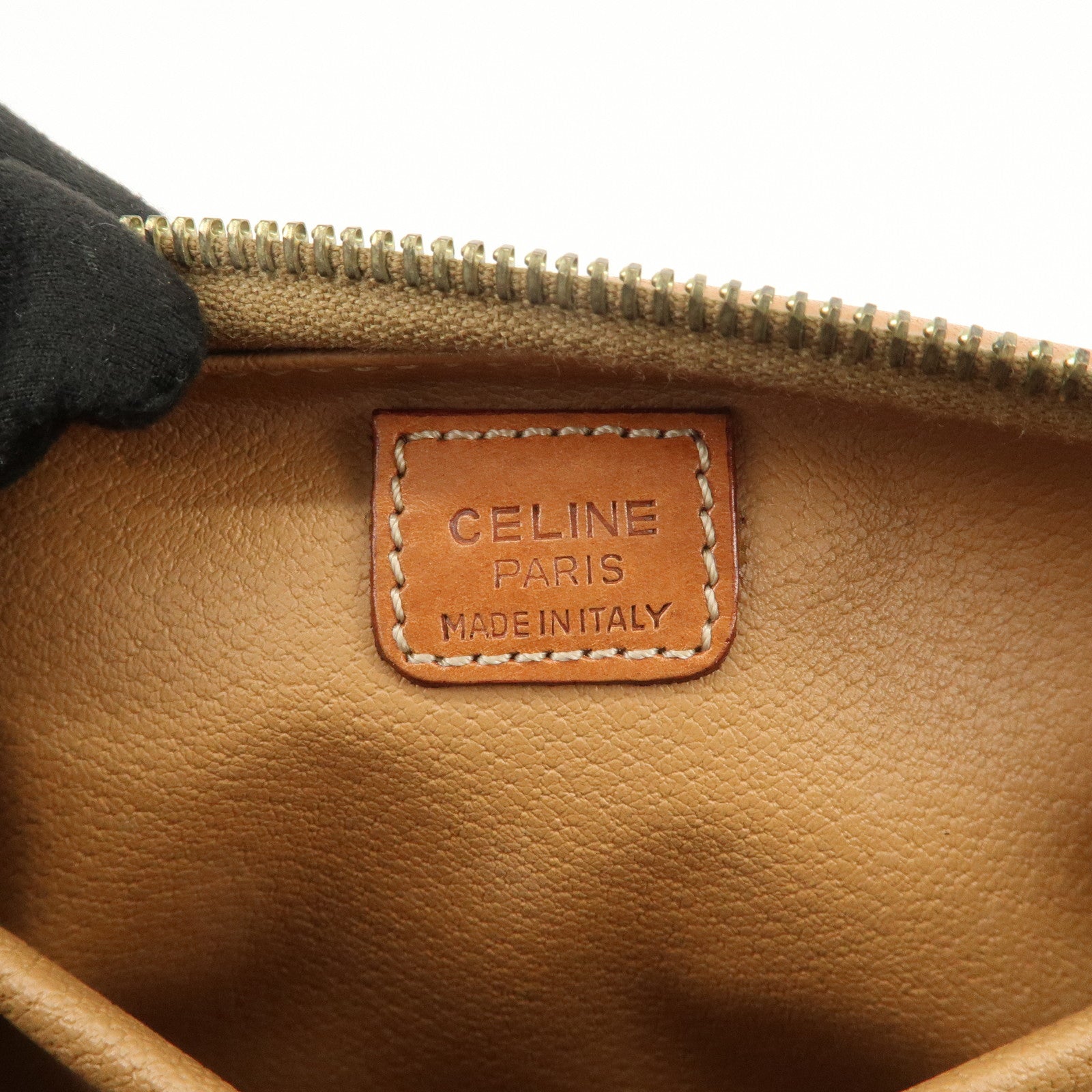 CELINE Macadam PVC Leather Pouch Cosmetic Pouch Brown
