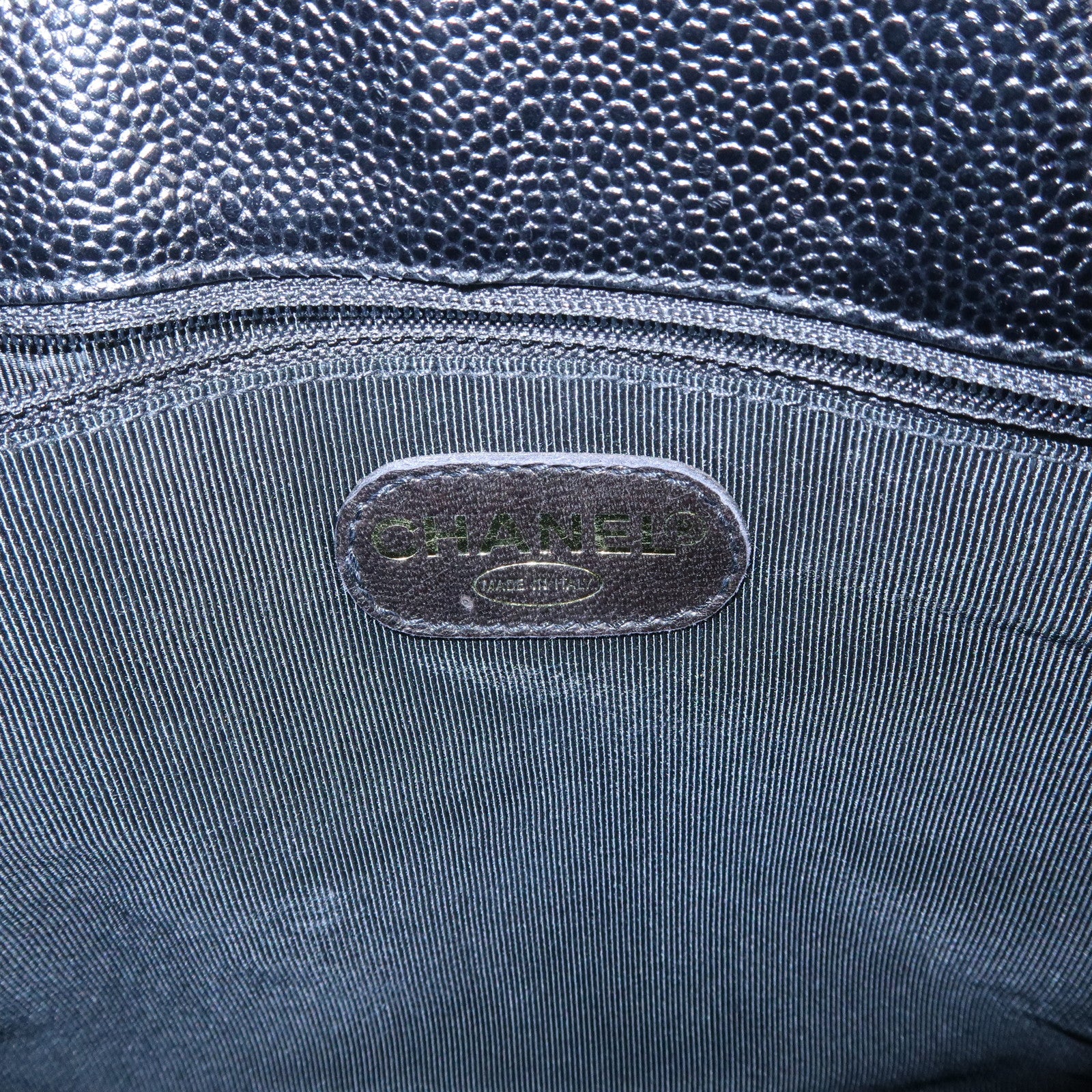 CHANEL COCO Mark Caviarskin Chain Tote Bag Black Used