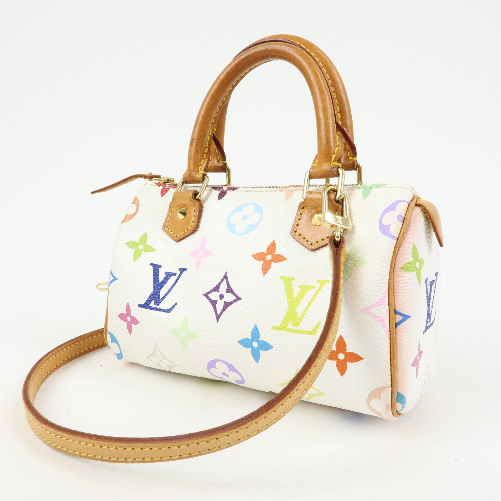 Louis Vuitton Monogram Multicolor Mini Speedy Hand Bag Blanc M92645