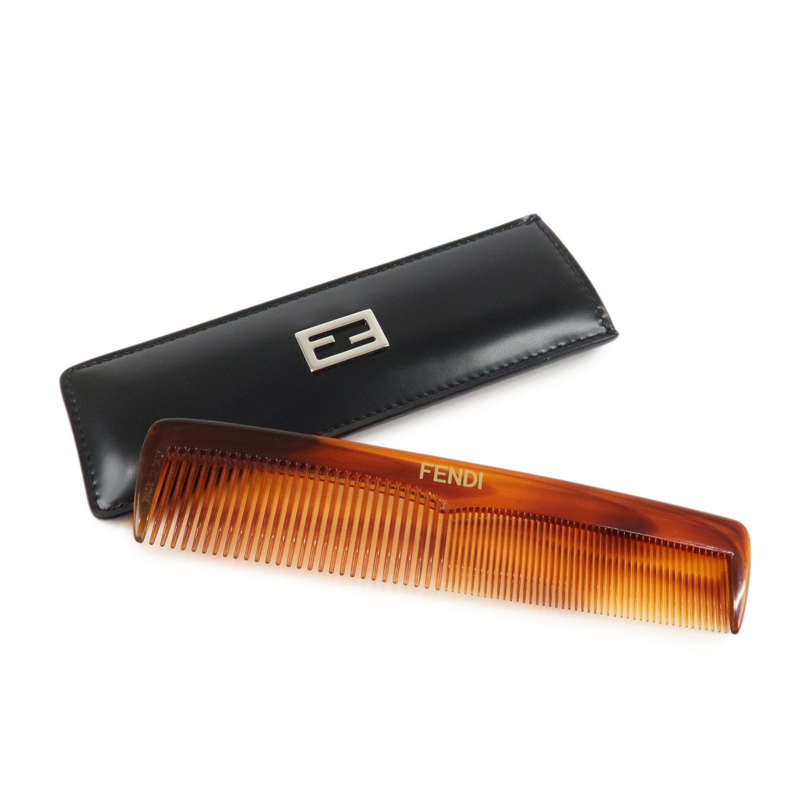 FENDI Plastic Tortoiseshell Comb Hair Brush Brown Used