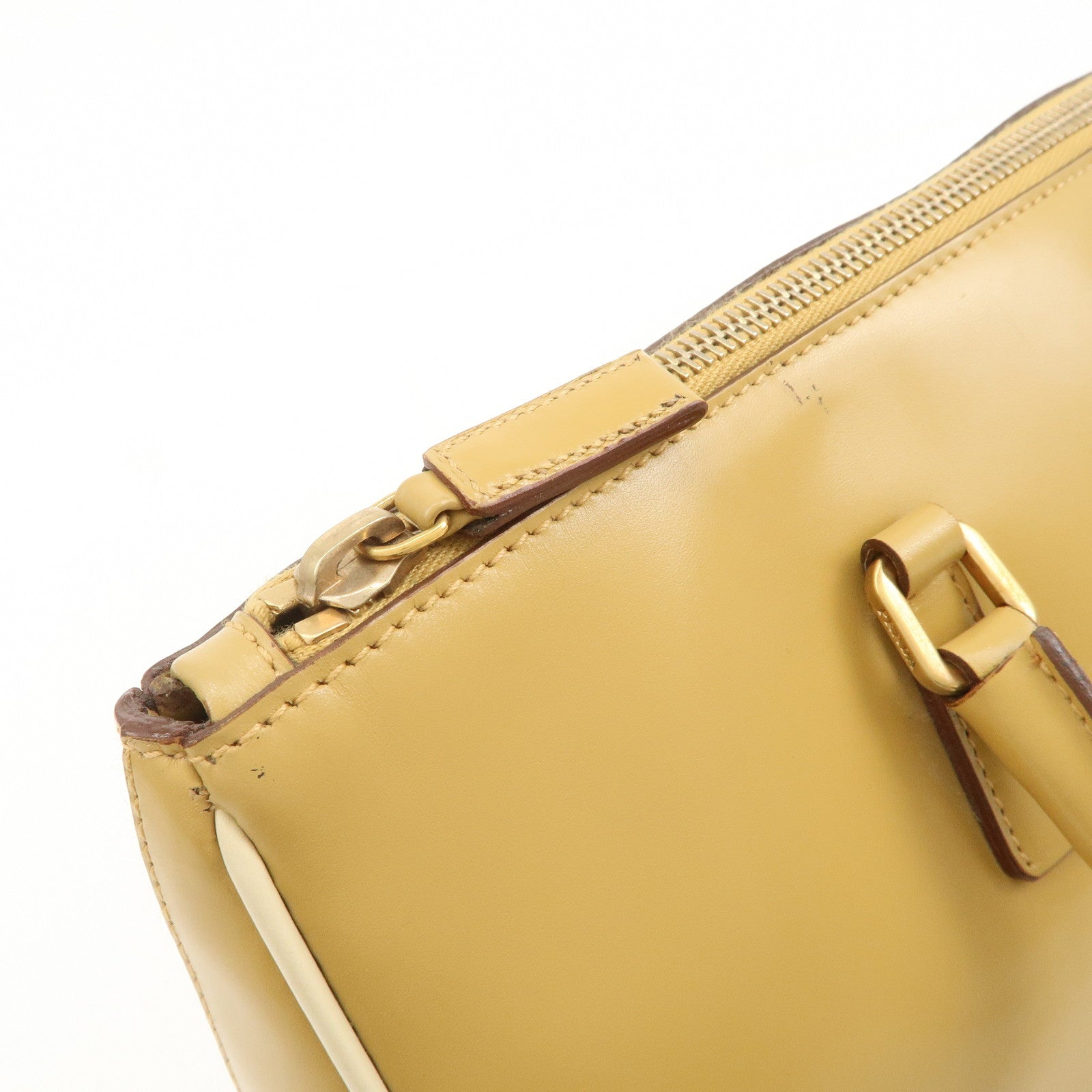 PRADA Leather Shoulder Bag Hand Bag Light Brown