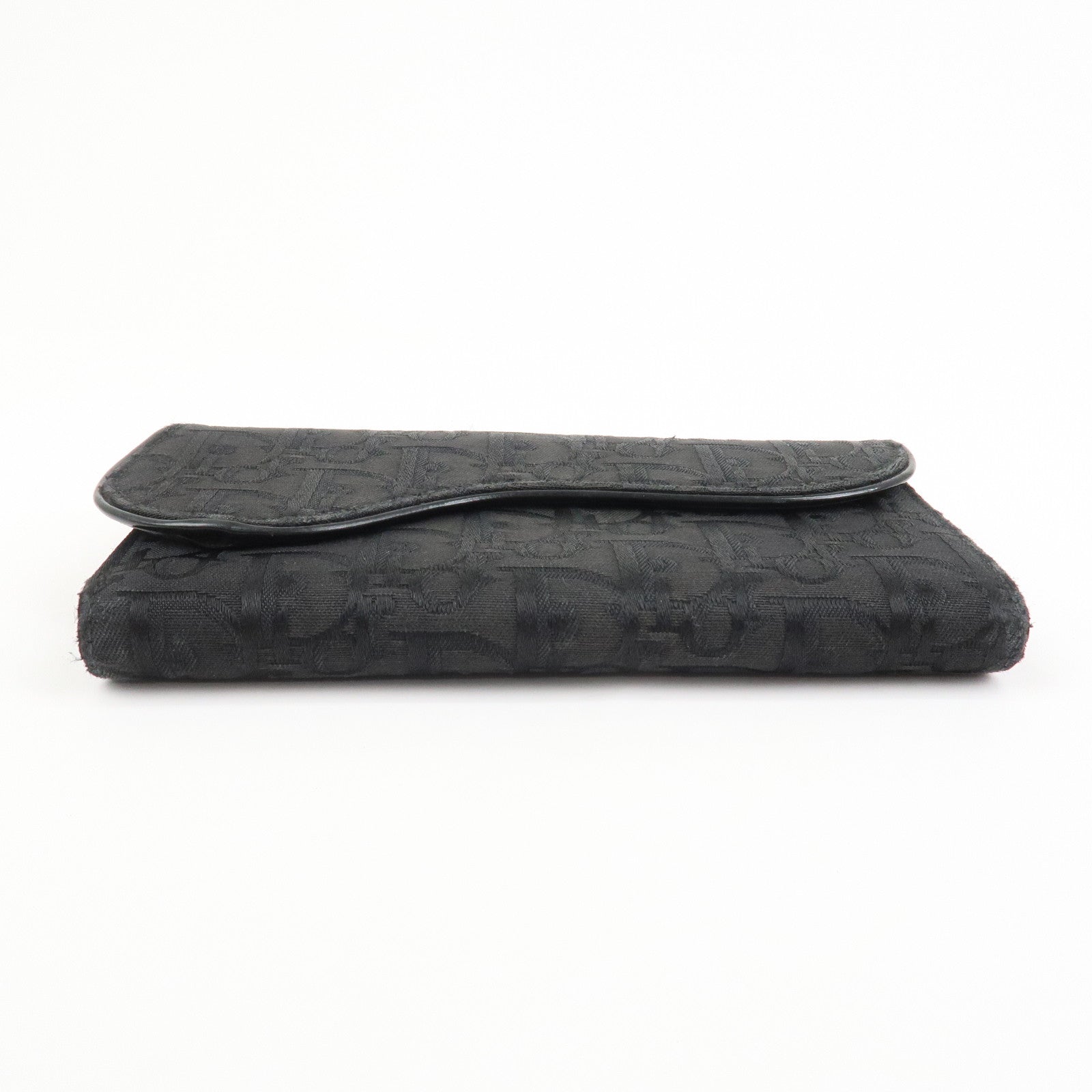 Christian Dior Trotter Canvas Patent Leather Saddle Wallet Black