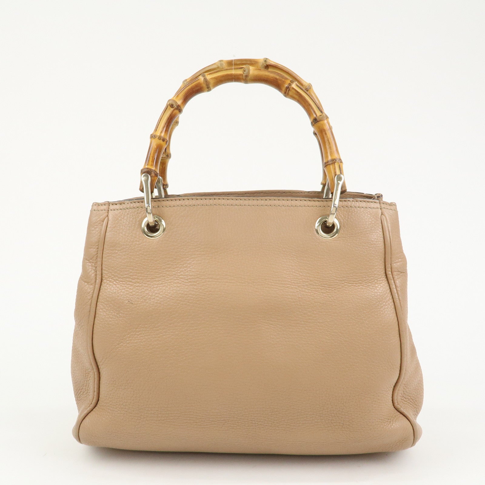 GUCCI Bamboo Leather 2 Way Bag Hand Shoulder Bag Pink Beige 336032