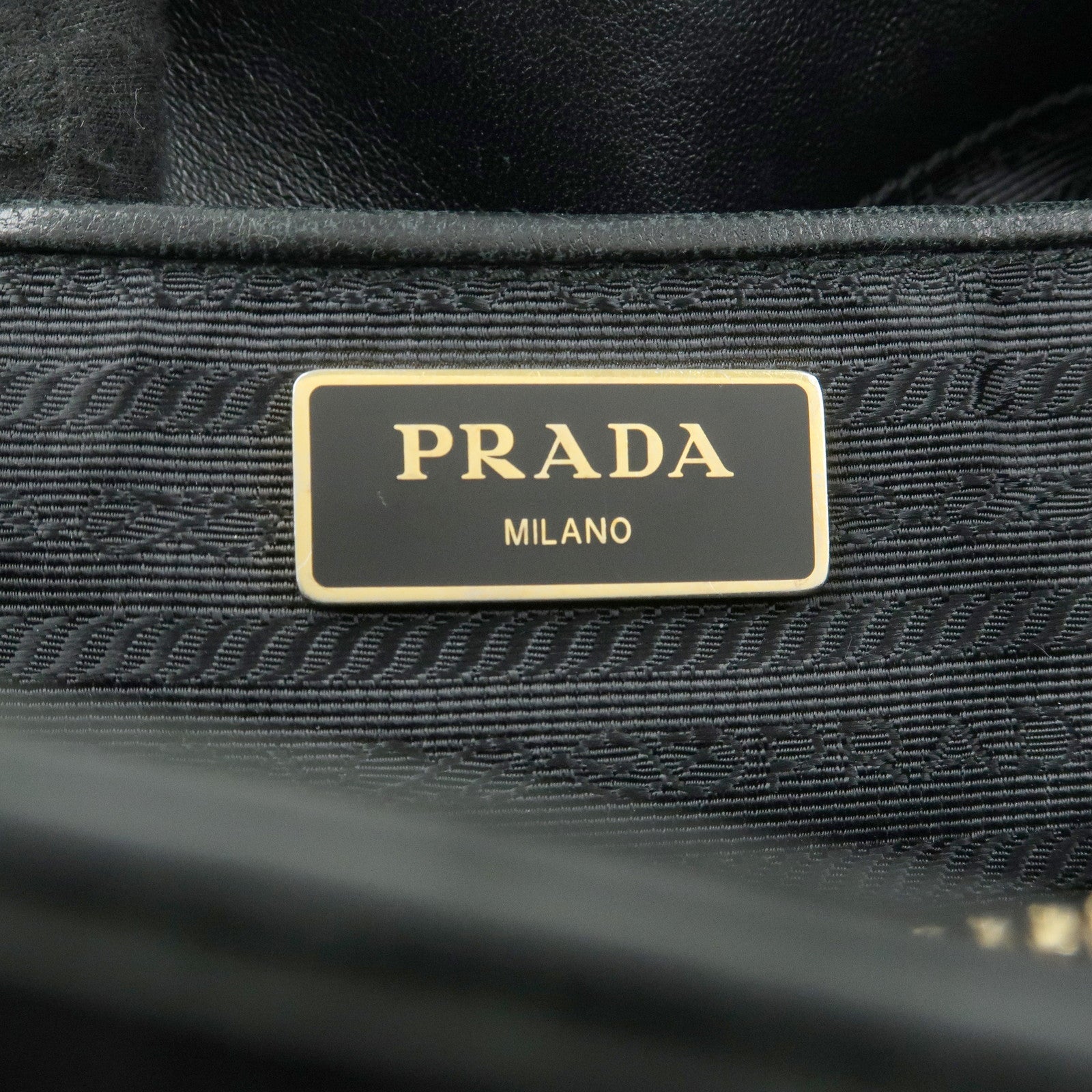 PRADA Nylon Leather Gathered Tote Bag Hand Bag Black
