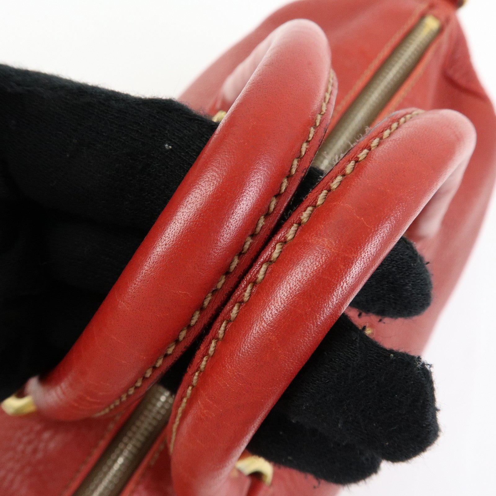 PRADA Logo Calf Leather 2Way Bag Hand Bag Shoulder Bag Red