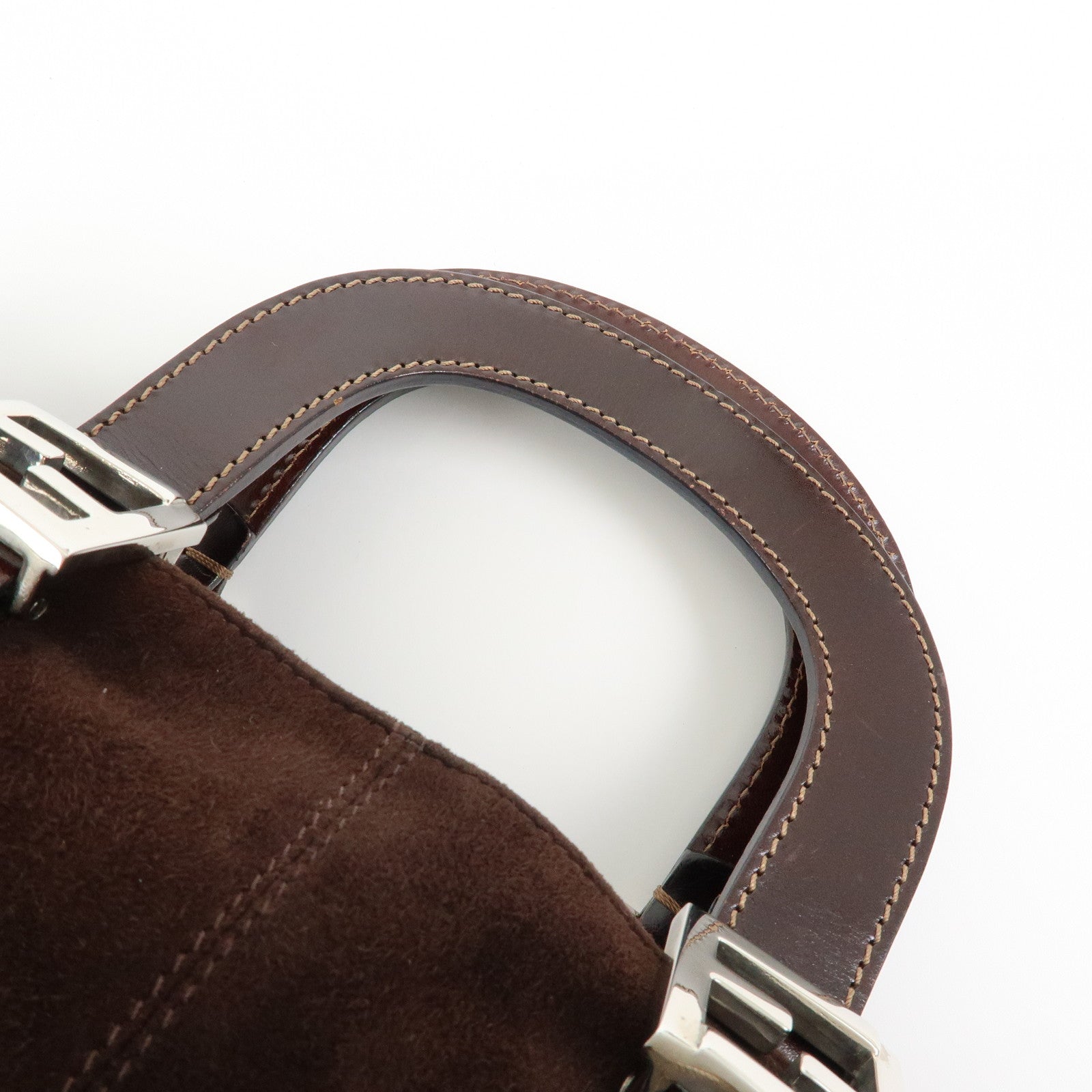 FENDI Suede Leather Tote Bag Hand Bag Brown 26329