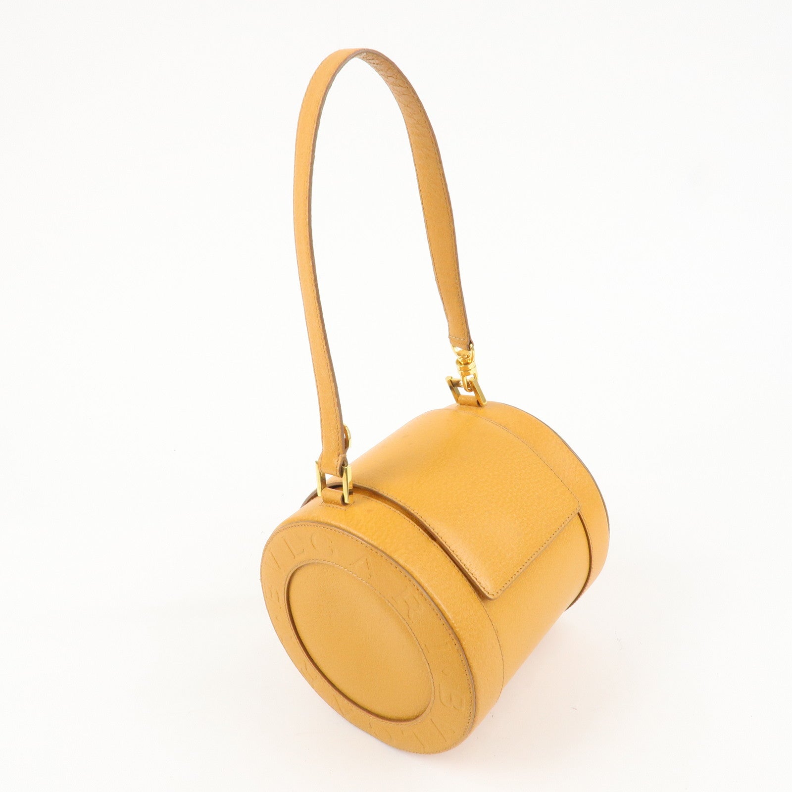 BVLGARI B-zero1 Drum Shoulder Bag Mustard Yellow Used