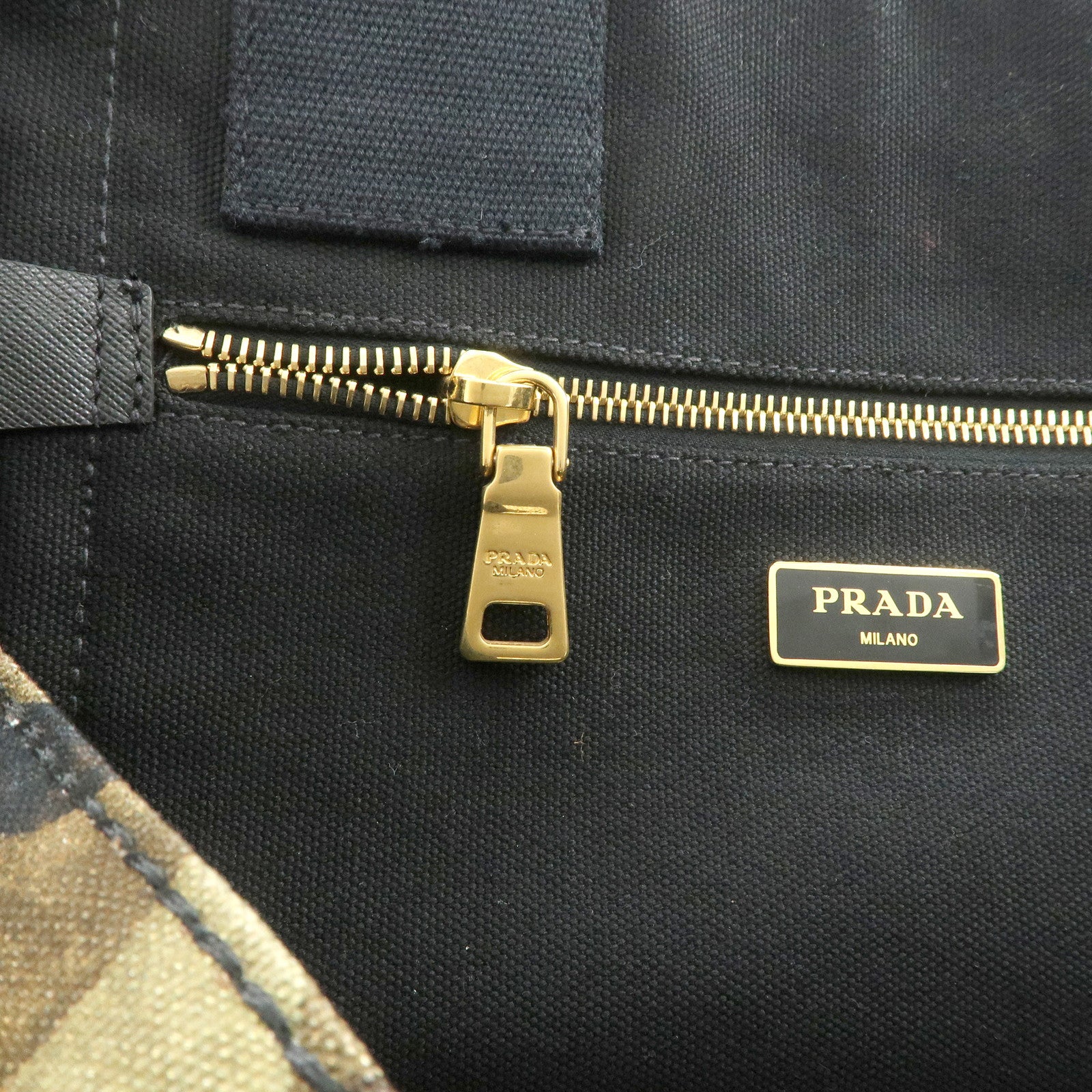 PRADA Triangle Logo Canapa Large Canvas Tote Hand Bag Khaki BN1872