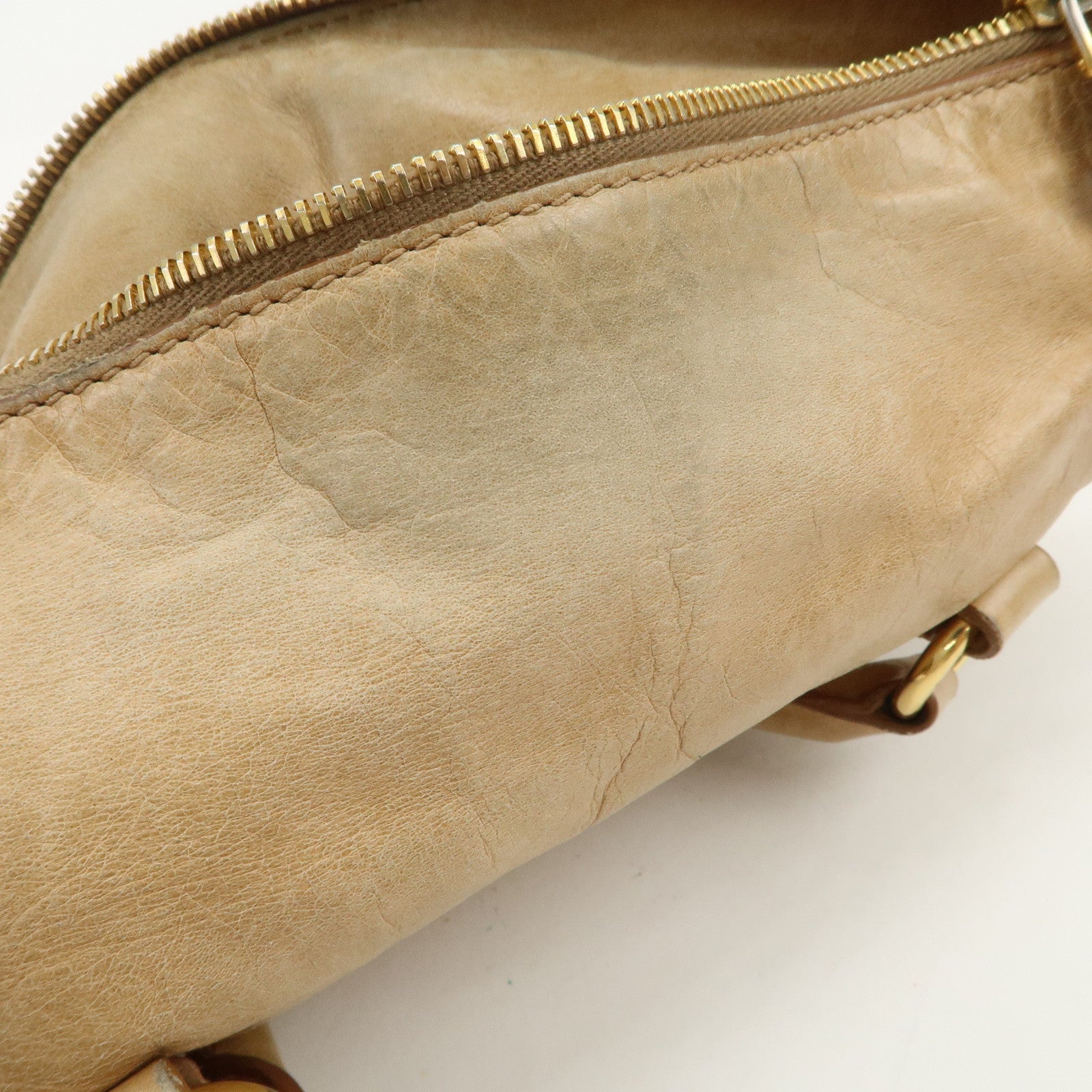 MIU MIU Logo Leather 2Way Bag Hand Bag Shoulder Bag Beige RT0438